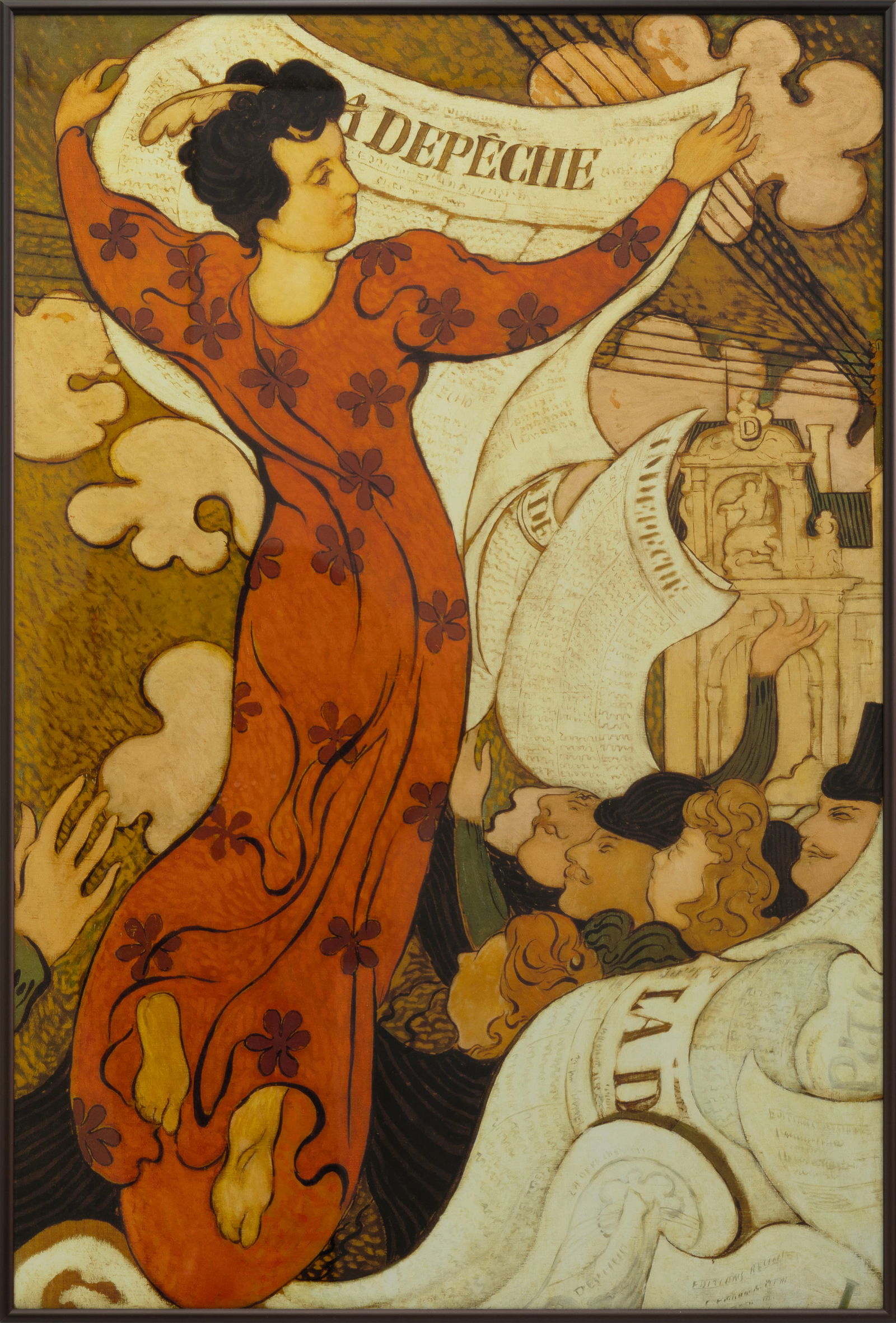 Maurice Denis, La Depeche de Toulouse 1892 Art Deco Vintage Lithographic Poster Framed (1 of 3)