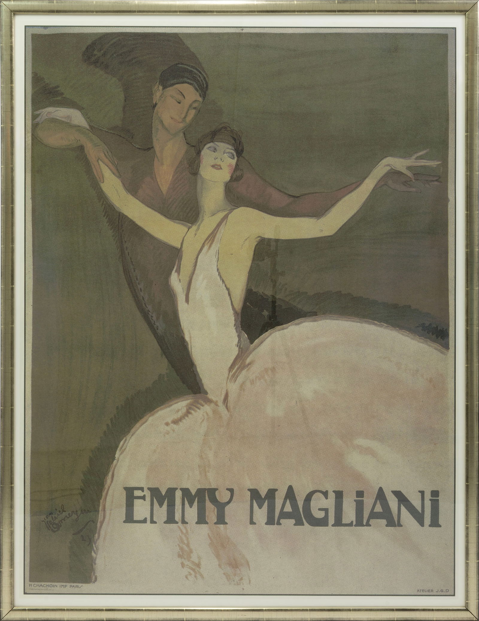 Jean-Gabriel-Domergue, Emmy Magliani Art Deco Ballet Vintage Lithographic Poster Framed (1 of 3)