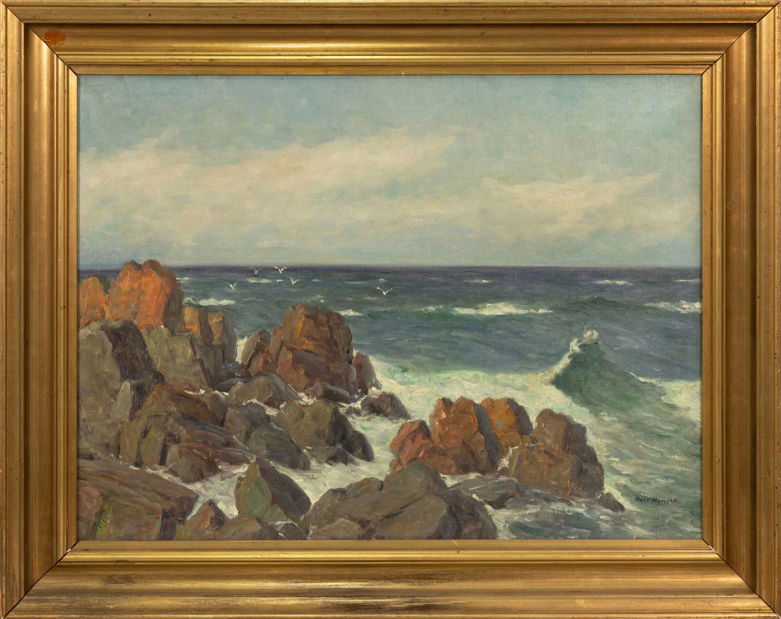 Aleksei Vasilievich Von Hanzen (1876-1937) Seascape Coast Signed Oil Painting on Canvas (1 of 7)