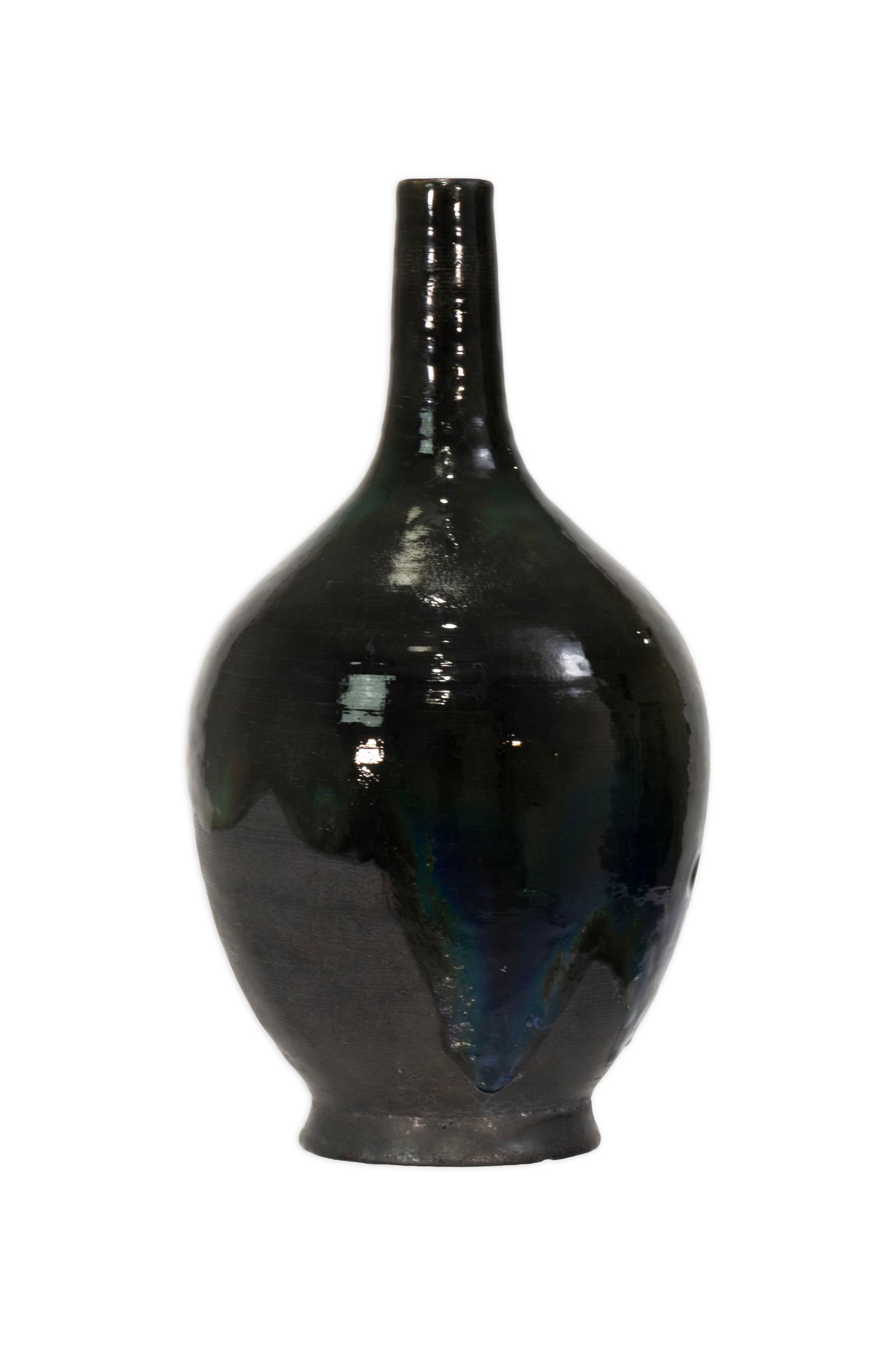 Pewabic Pottery Vase c. 1915-1930 Black Lava Glaze with Iridescent Sheen Earthenware Detroit (1 of 6)