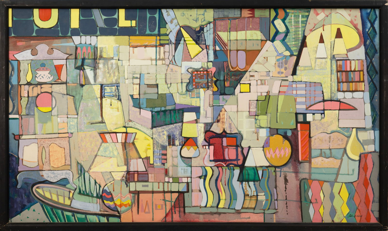 John B Tabb (1923-2001) Modernist Abstract Signed Oil Painting on Canvas Detroit Scarab Club (1 of 6)