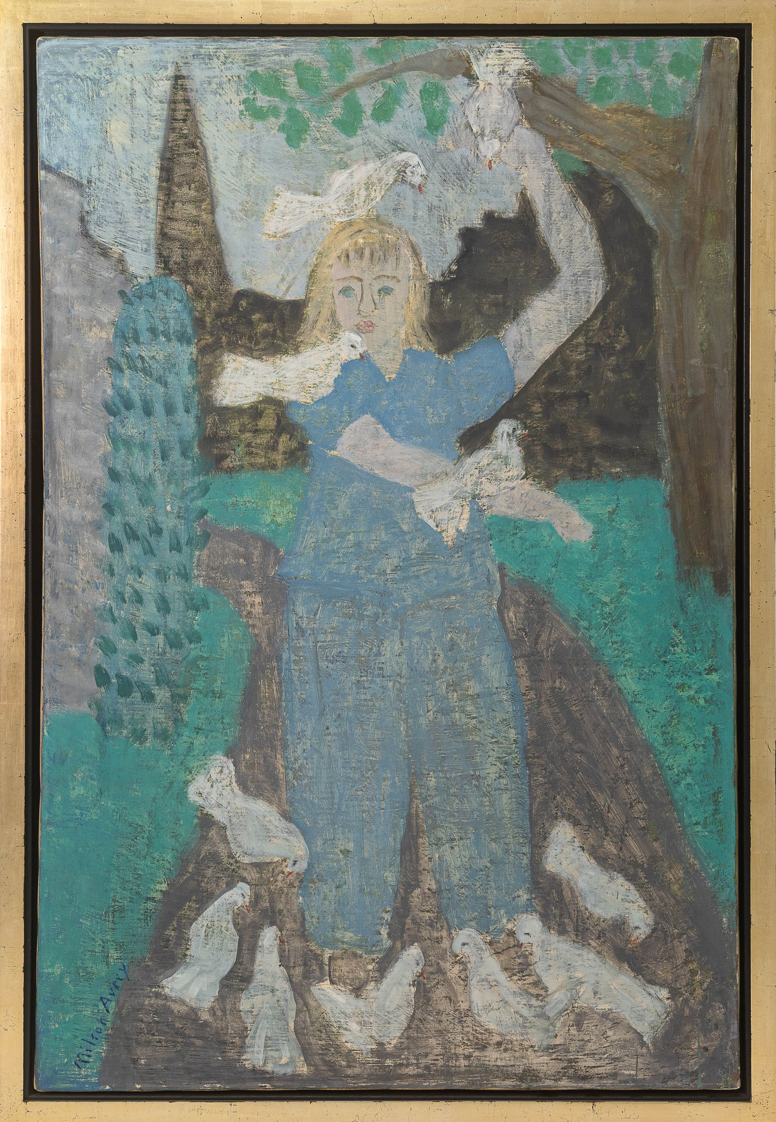 Milton Clark Avery, March with Doves c. 1941 Signed Oil on Canvas, Identification No. A 40822 (1 of 12)