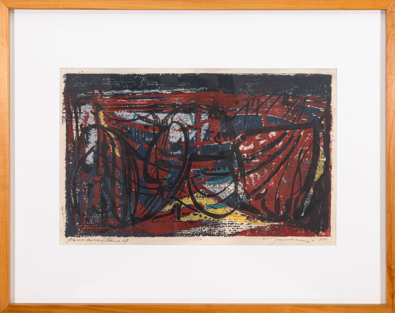 Adja Yunkers Ostia Antica I - Roma II 1948 Signed Abstract Woodcut in Colors on Paper (1 of 11)