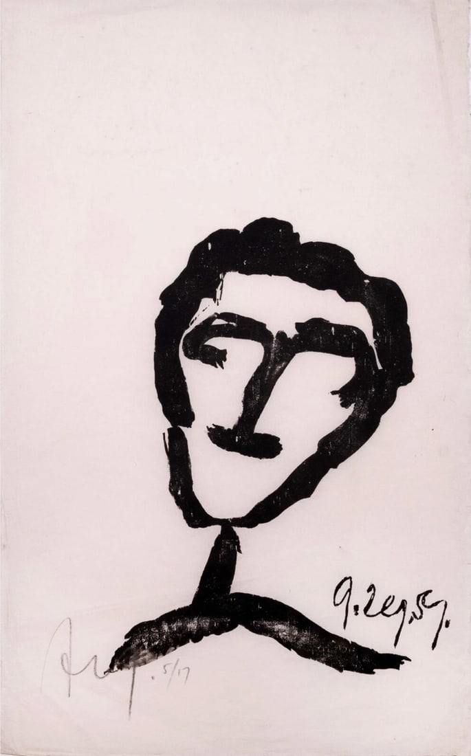 Adja Yunkers Untitled (Portrait X) 1959 Signed Modern Abstract Woodcut on Paper 5/17 (1 of 7)