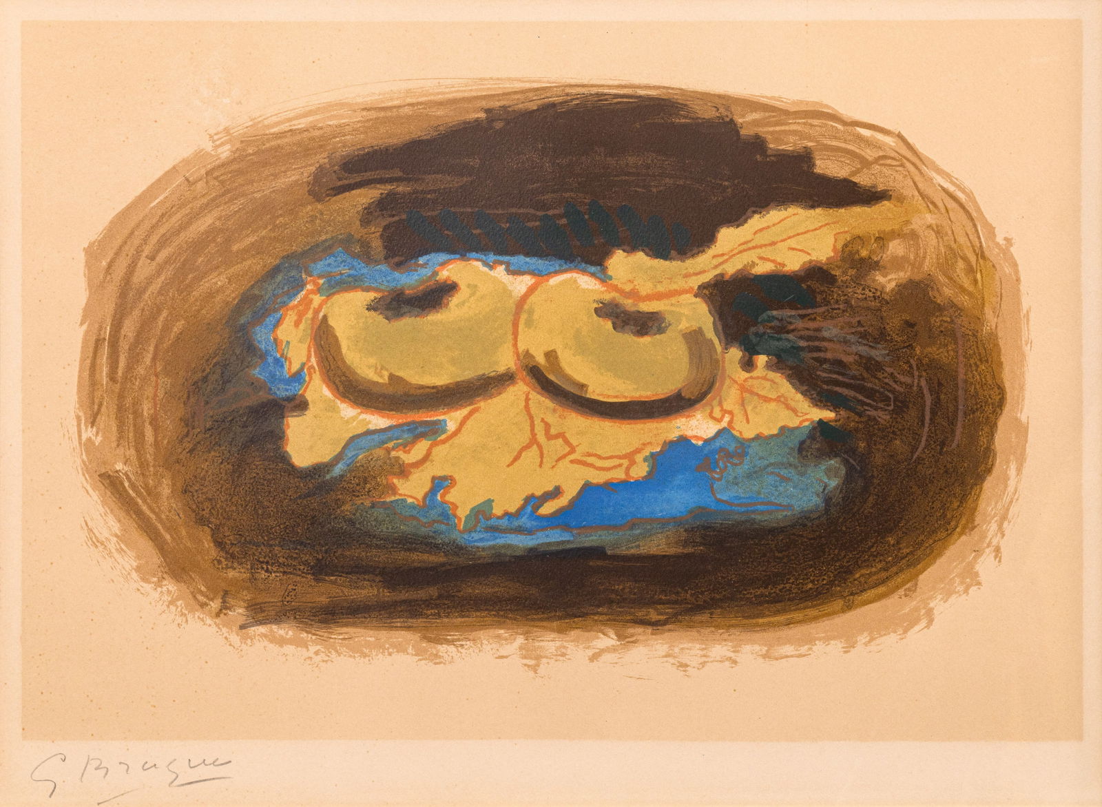 Georges Braque Les Pommes et Feuilles 1958 Signed Color Lithograph on Paper Framed (1 of 8)