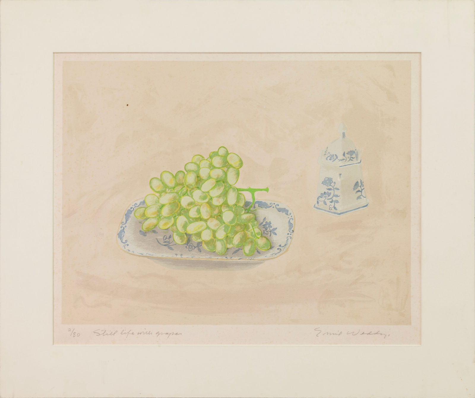 Emil Weddige (1907–2001) Still Life with Grapes Signed Color Lithograph on Paper 2/80 (1 of 3)