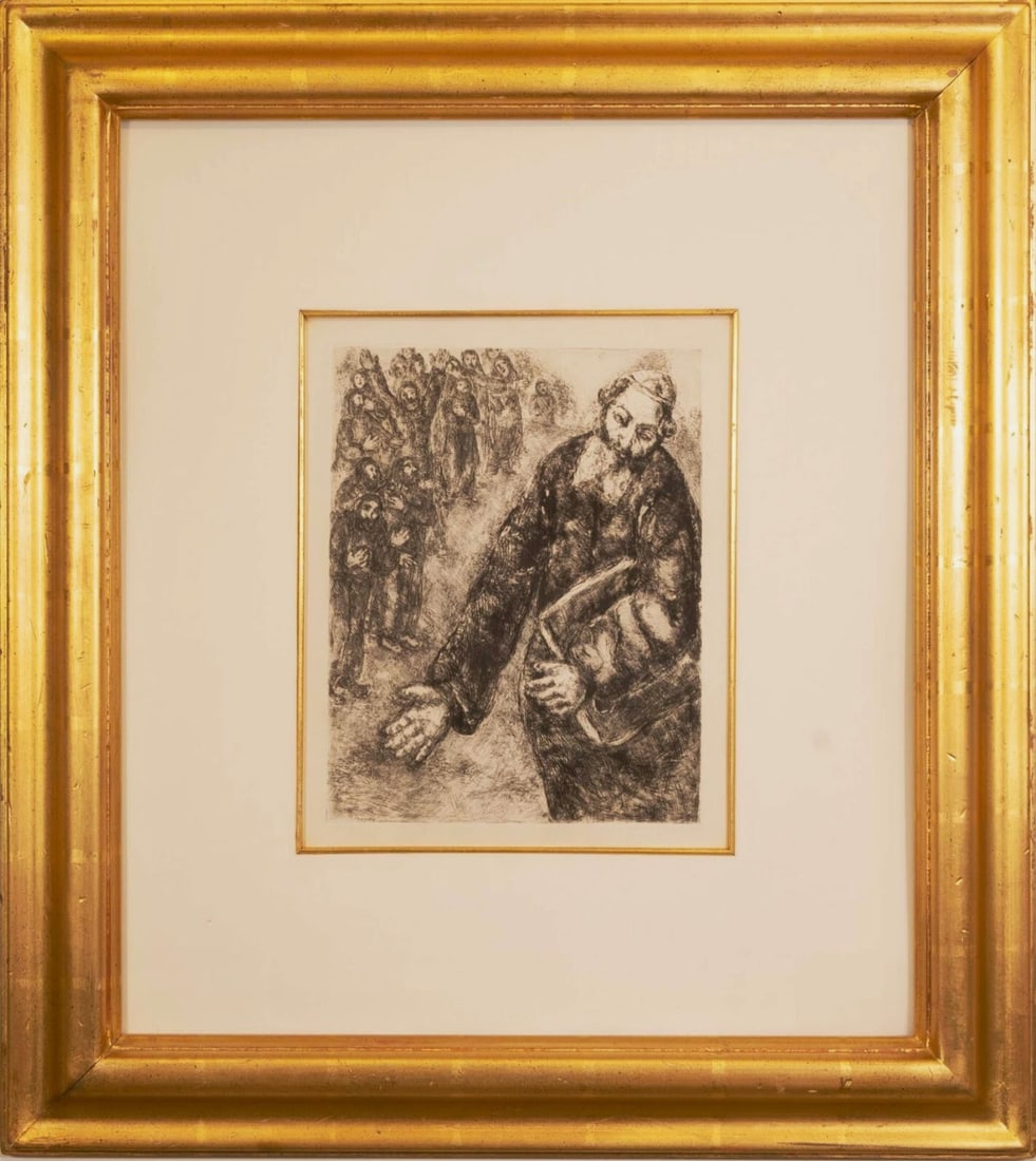 Marc Chagall Joshua Reads the Words of the Law 1956 The Bible Series Etching Framed (1 of 8)