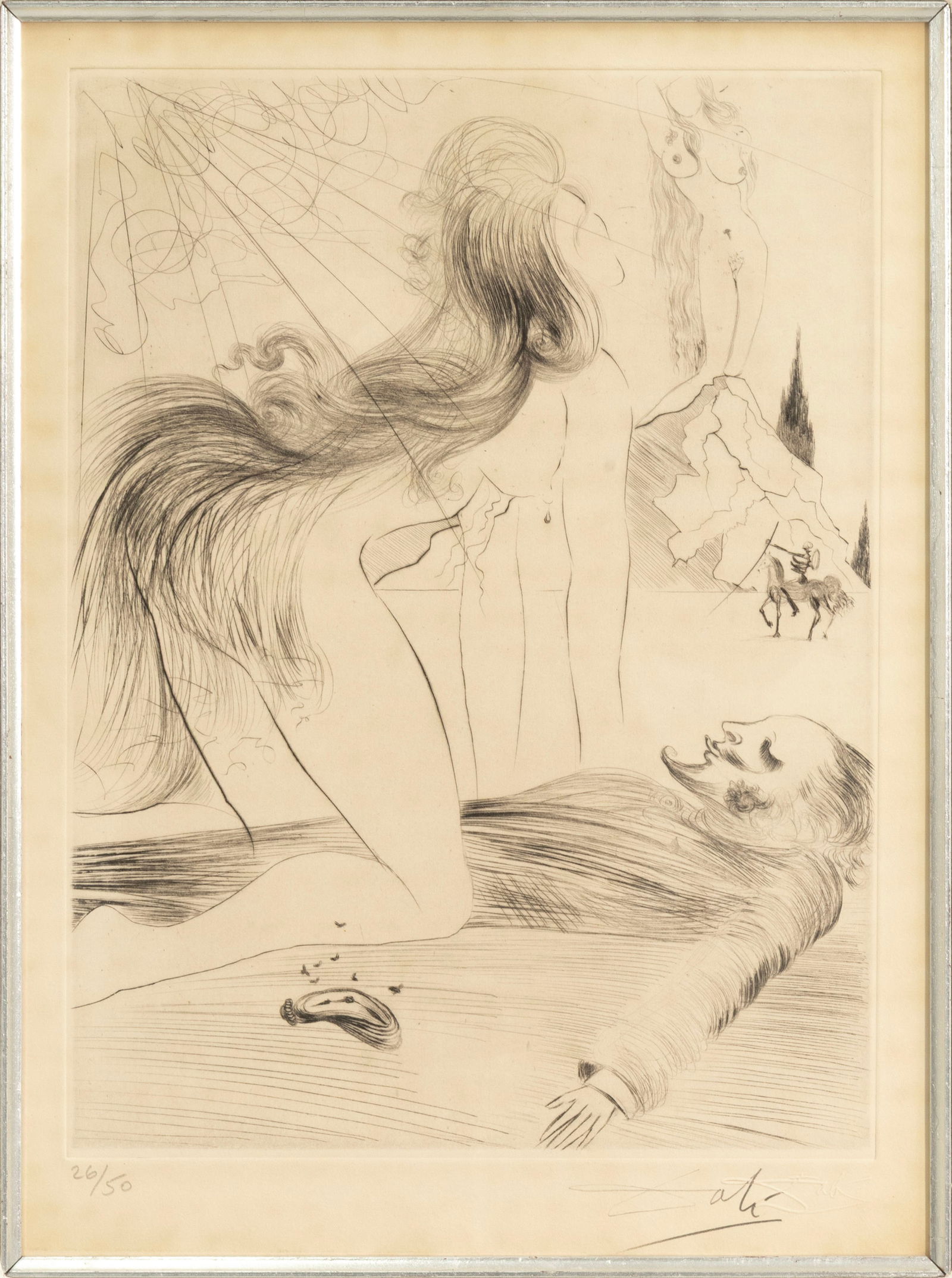 Salvador Dali Femme a Genoux (Kneeling Woman) 1968 Signed Drypoint Etching 26/50 COA (1 of 8)