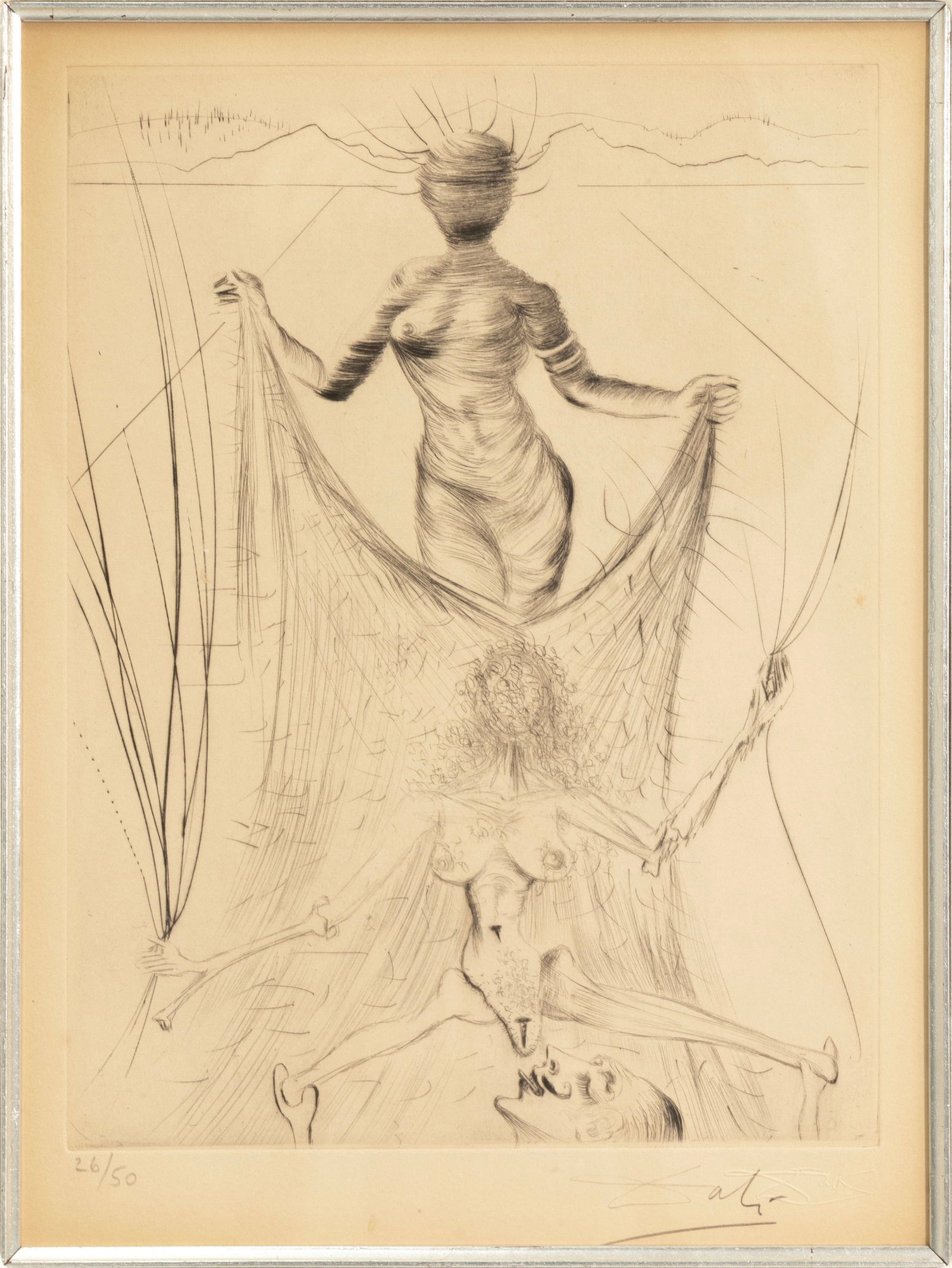 Salvador Dali La Femme Tenant un Voile (Woman Holding Veil) 1968 Signed Etching 26/50 COA (1 of 8)