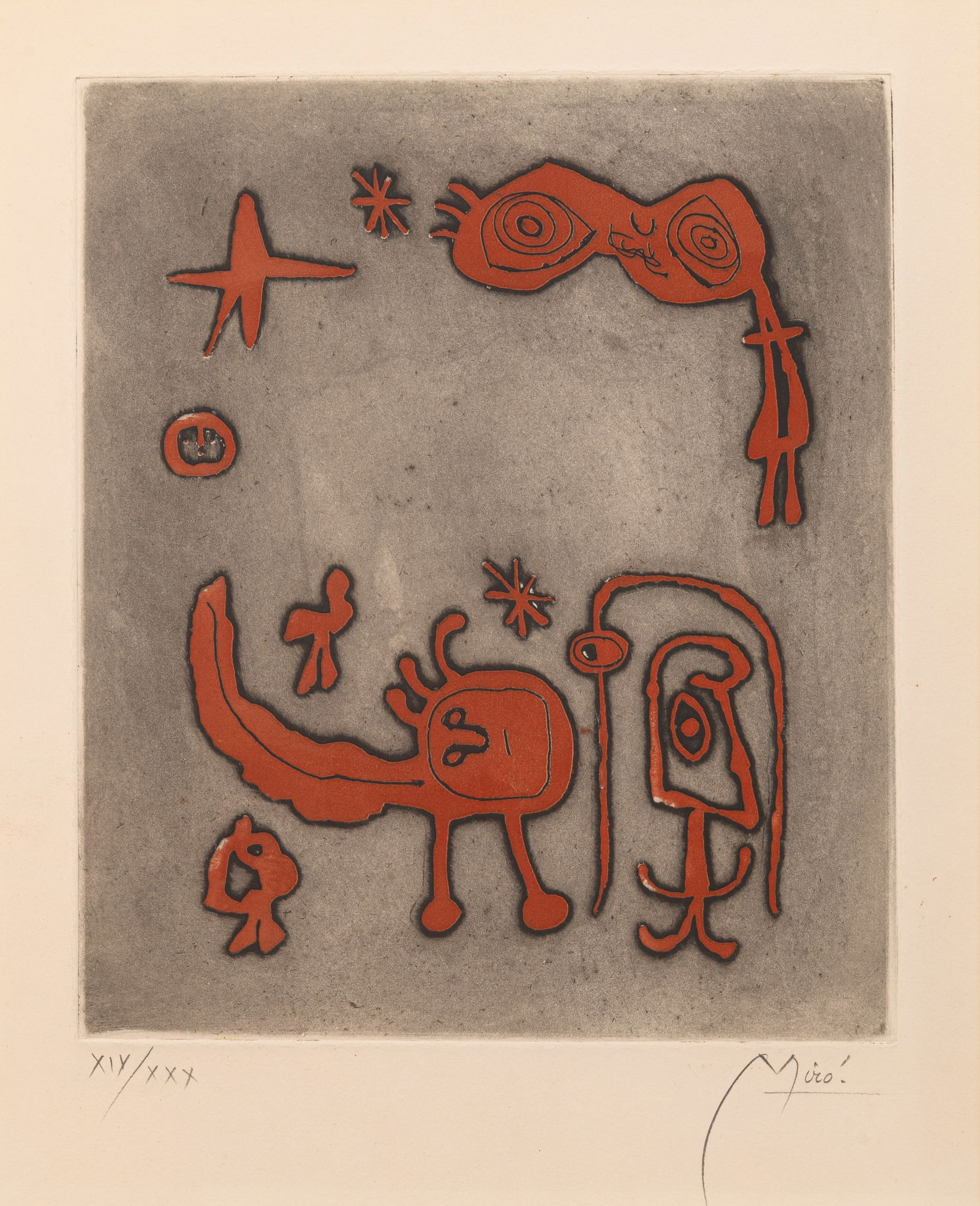 Joan Miro An Alien World for Dolores Miro (Red) 1947 Signed Etching Ruthven Todd Portfolio XIX/XXX (1 of 8)