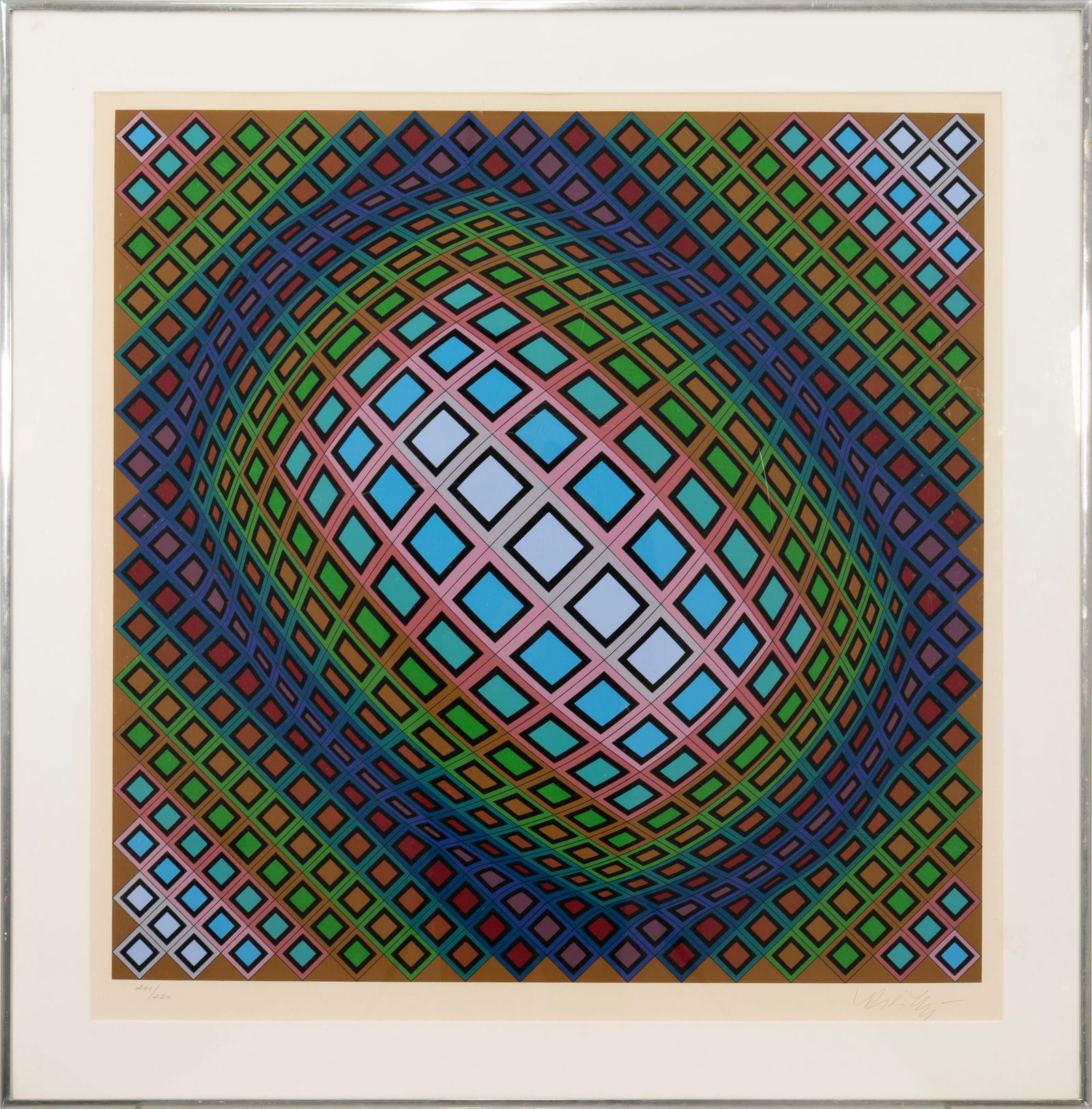 Victor Vasarely Ferde 1980 Signed Serigraph in Colors on Paper 201/250 Framed Modern Op Art (1 of 6)
