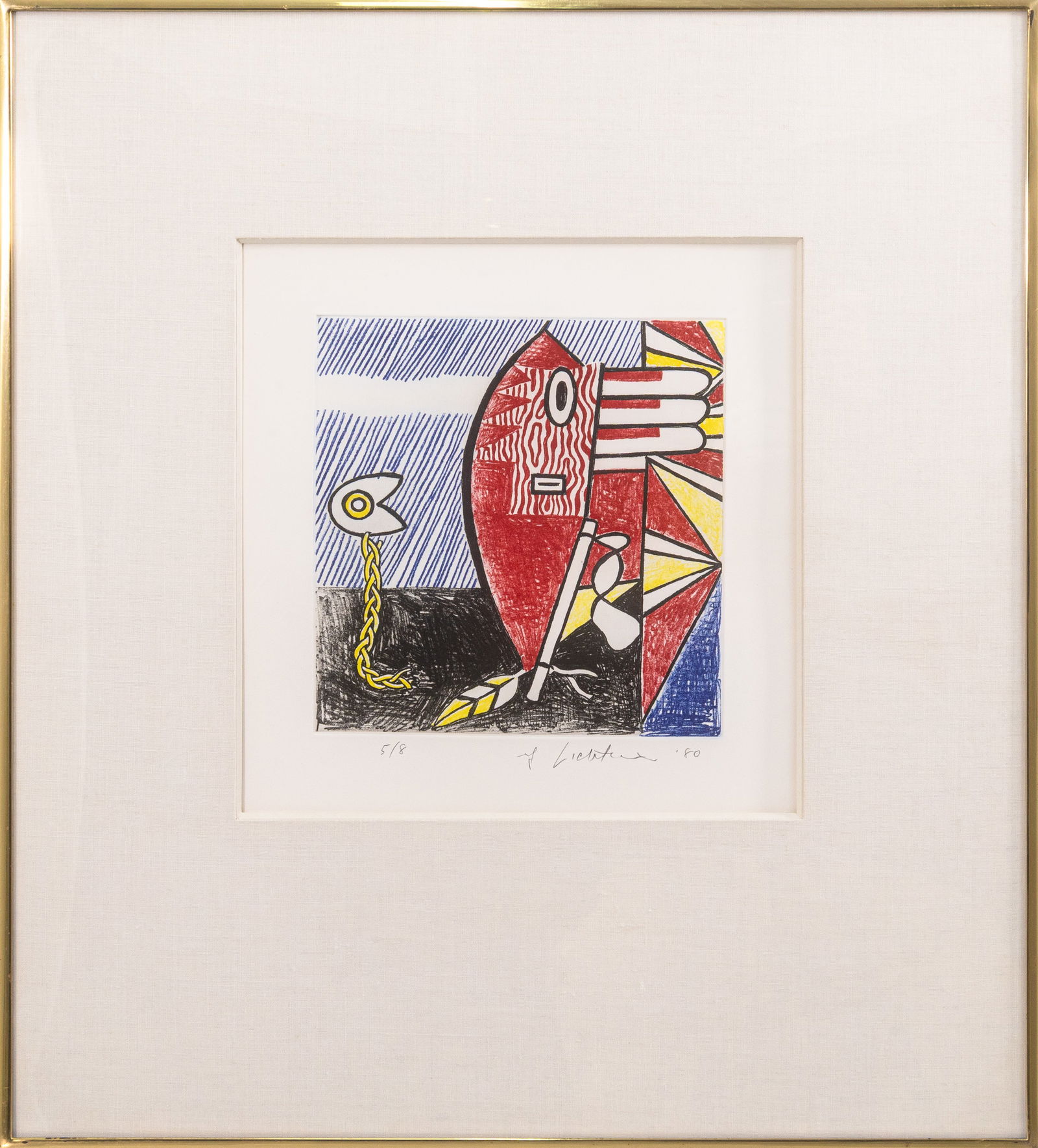 Roy Lichtenstein American Indian Theme I 1980 Signed Soft-Ground Etching on Paper 5/8 - 2