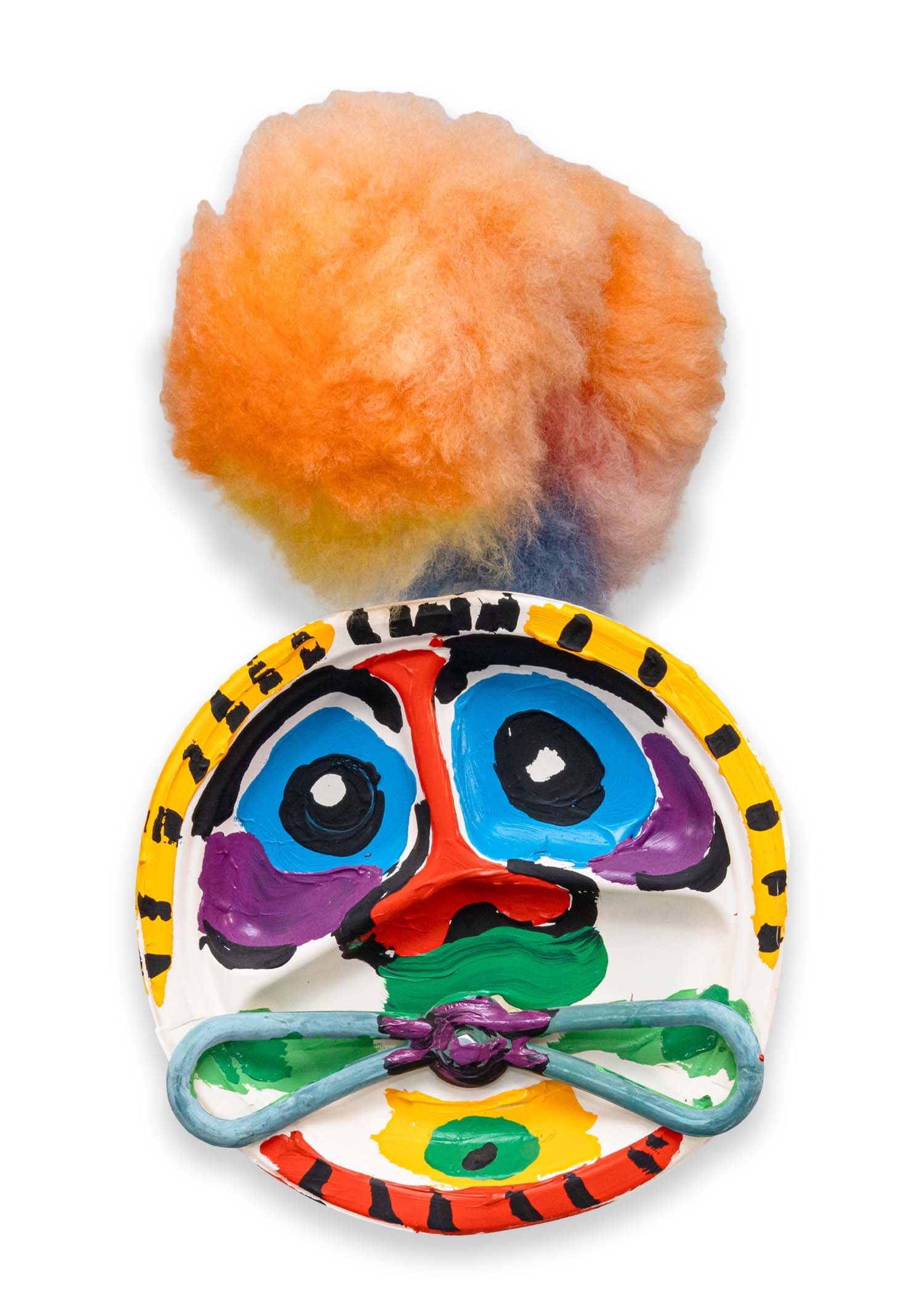 Karel Appel Plate with Moustache Signed Contemporary Found Object Sculpture: A fascinating found objects titled "Plate with Moustache" assemblage sculpture with original hand-painted details in acrylic by Karel Appel. Hand signed and dated 1977. The sculpture is comprised of e