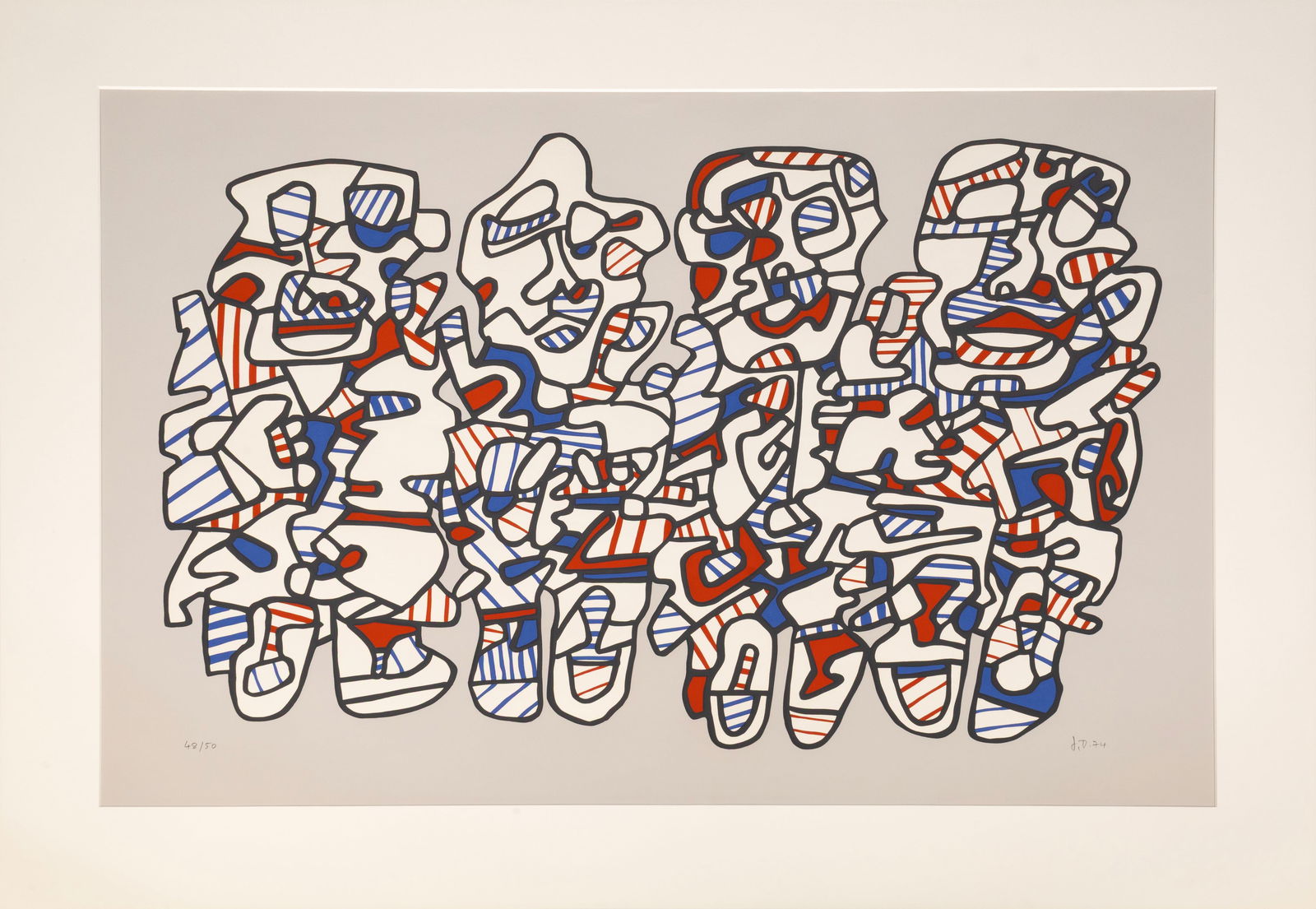 Jean Dubuffet Quartre Personnages 1974 Signed Screenprint on Arjomari Paper 48/50 (1 of 9)