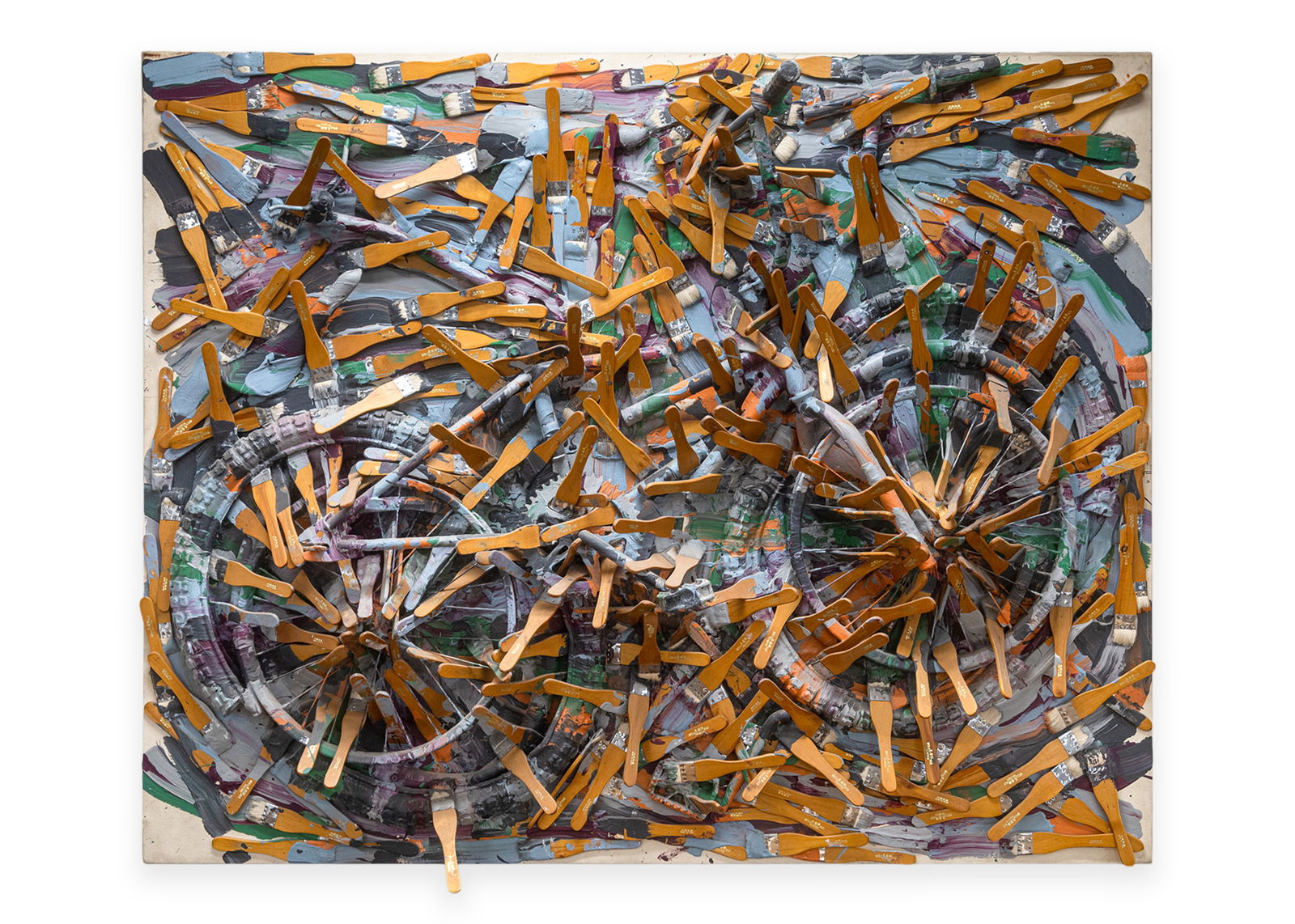 Arman, Seurat’s Bike 1992 Sliced Bicycle with Brushes and Acrylic Paint on Canvas Mixed-Media (1 of 10)