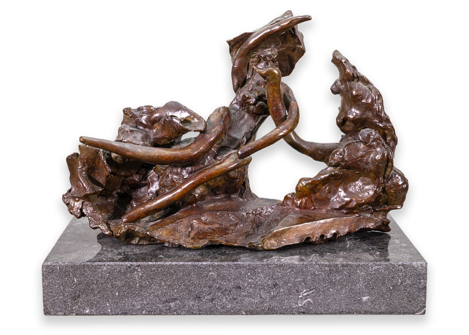 Reuben Nakian Leda & the Swan Signed Modern Figurative Cast Bronze Sculpture 7/7: A modern figurative cast bronze sculpture titled “Renaissance Art” by Reuben Nakian. Etched signature, titled, dated 1978, and annotated 7/7. A romantic depiction of “Leda and the Sw