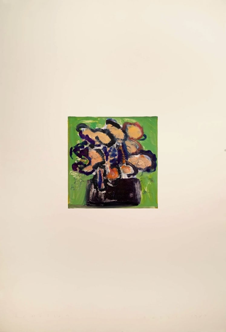 Lucio Pozzi Remolior 1972 Signed Unique Modern Oil Monotype on Paper Unframed 1972 (1 of 7)