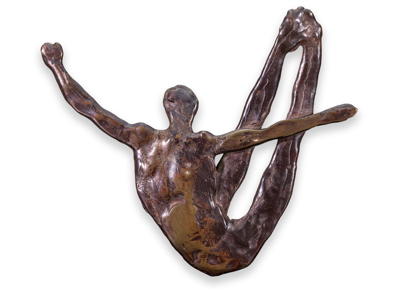 John Mills Diver Signed Contemporary Cast Bronze Figurative Sculpture 1970: A contemporary cast bronze figurative sculpture titled “Diver” by John Mills. Etched signature in sculpture and dated 1970. A homage to the classic masters yet with a contemporary style. P