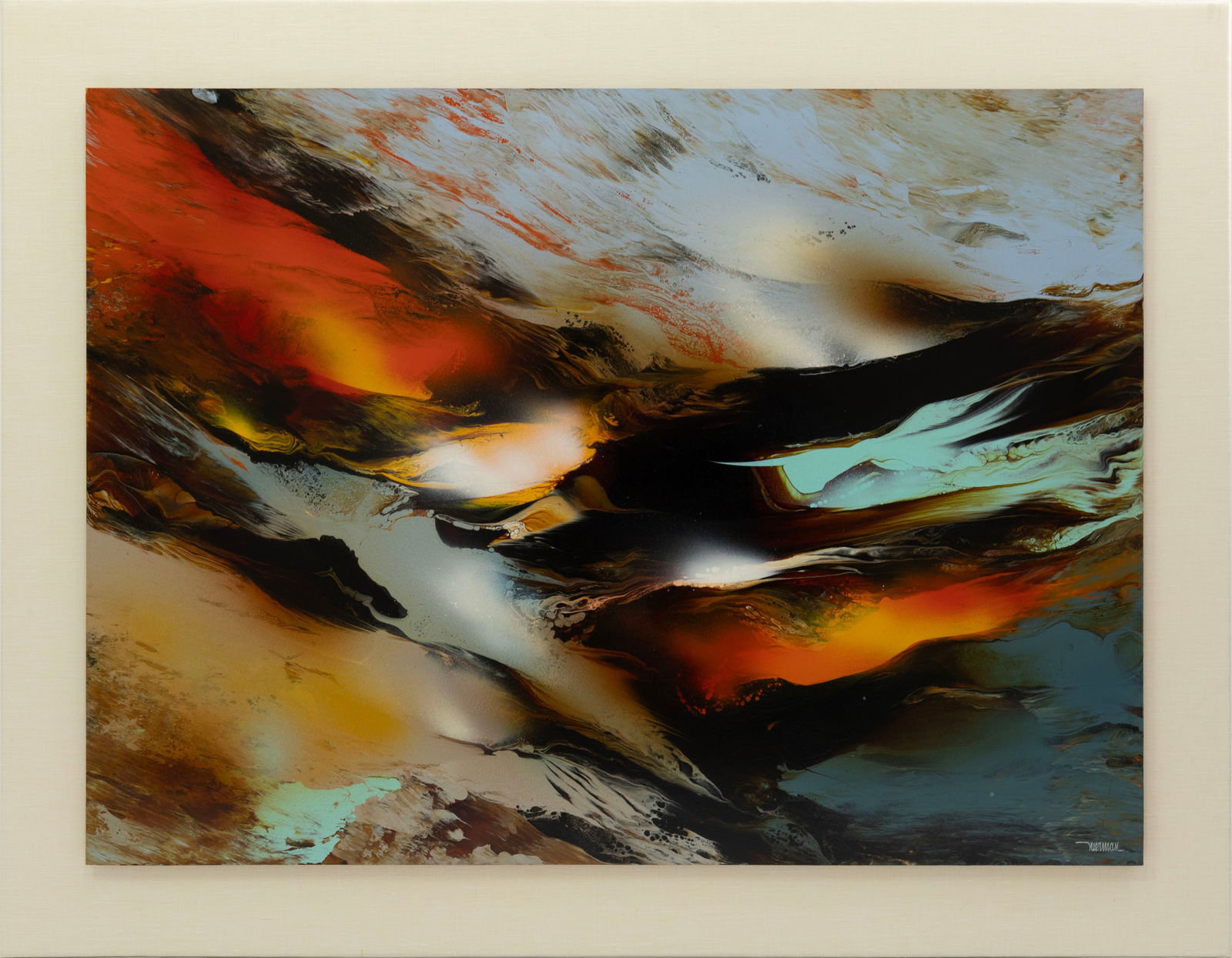Leonardo Nierman Lava c. 1970s Signed Acrylic on Board Abstract Expressionist Painting (1 of 6)