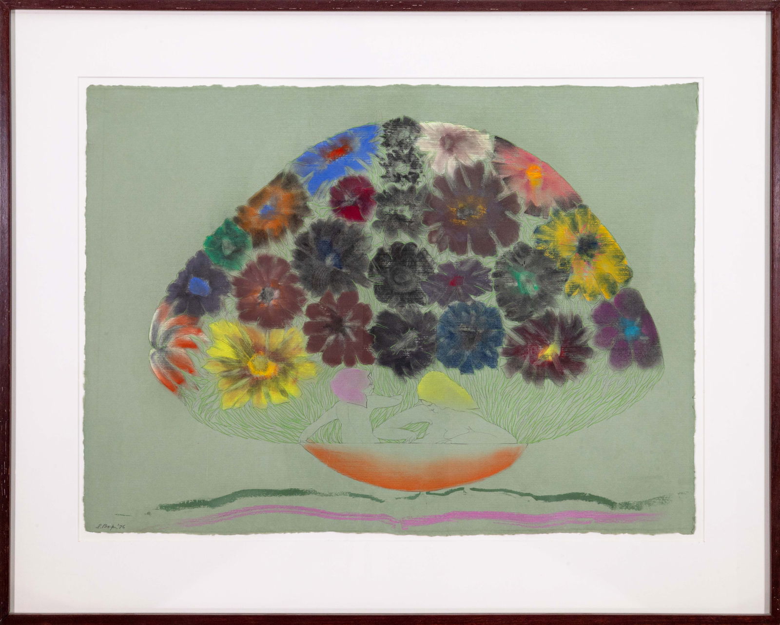 Stanley Boxer Flowered Consequence When Stared At 1976 Signed Mixed-Media on Paper (1 of 9)