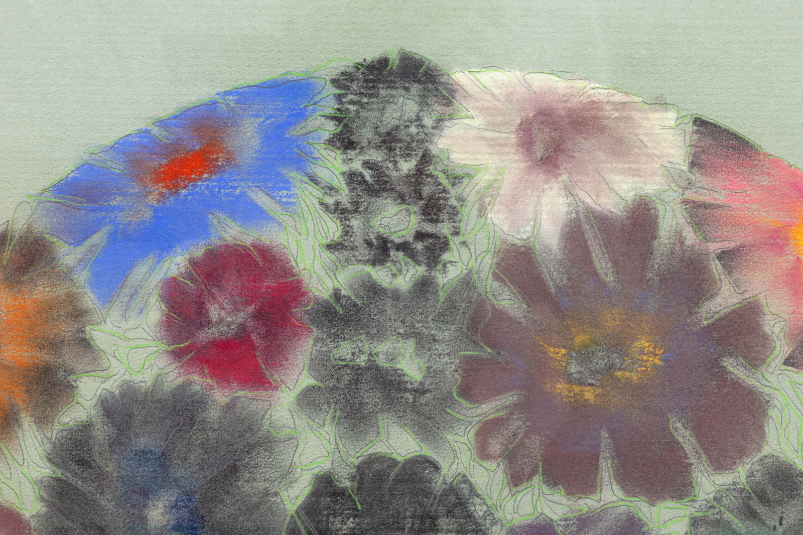 Stanley Boxer Flowered Consequence When Stared At 1976 Signed Mixed-Media on Paper - 2