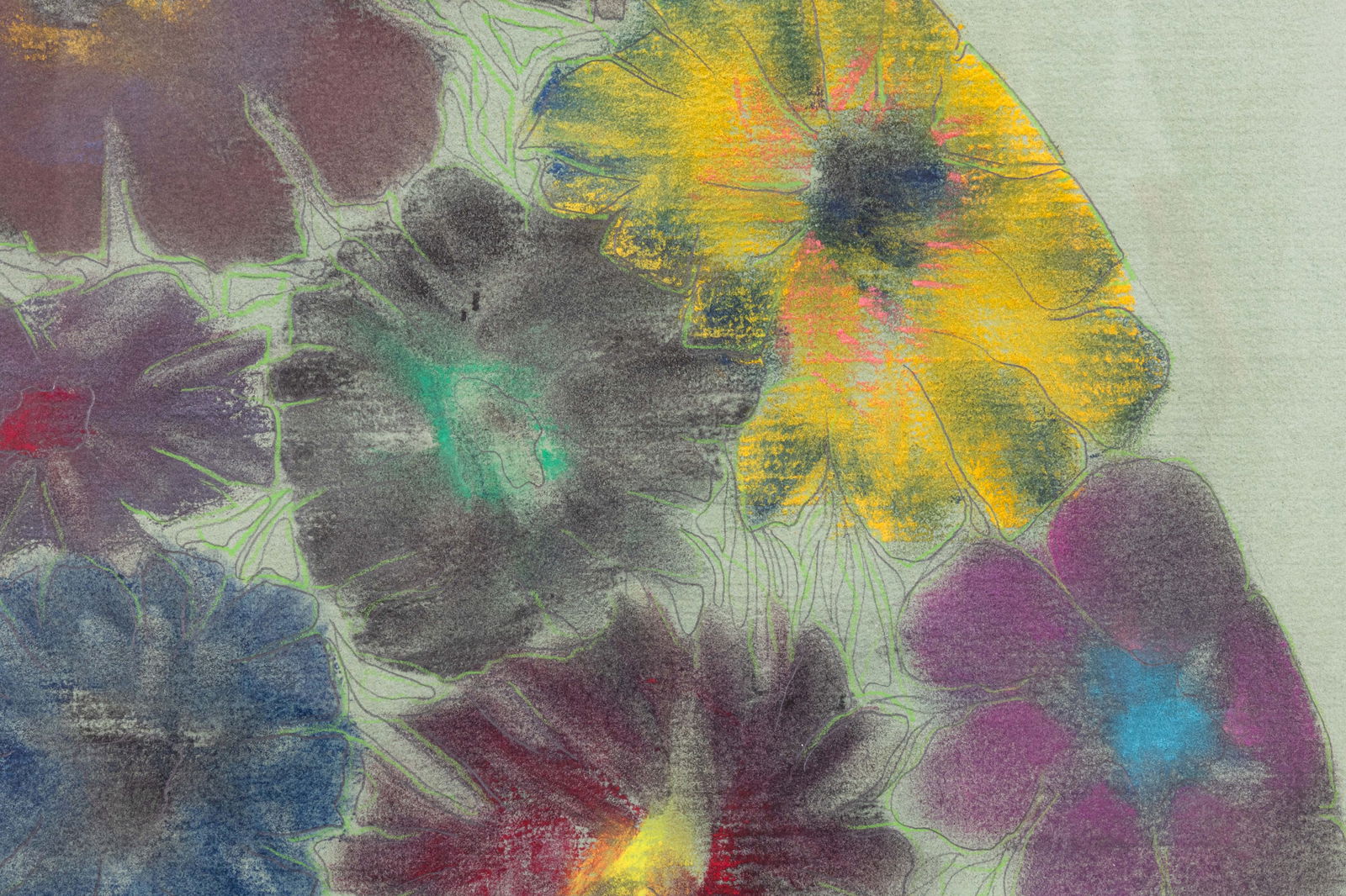 Stanley Boxer Flowered Consequence When Stared At 1976 Signed Mixed-Media on Paper - 4