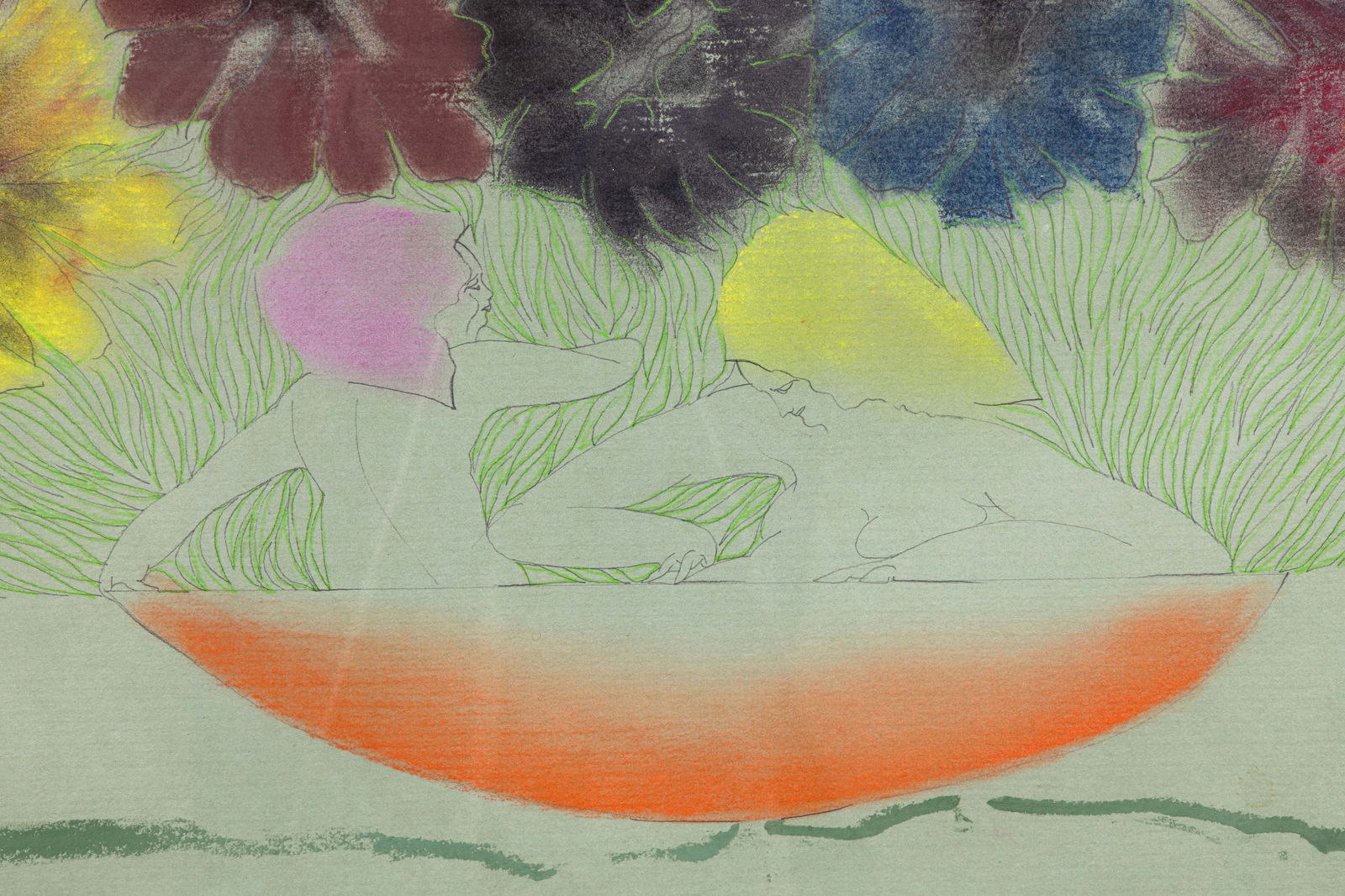 Stanley Boxer Flowered Consequence When Stared At 1976 Signed Mixed-Media on Paper - 6