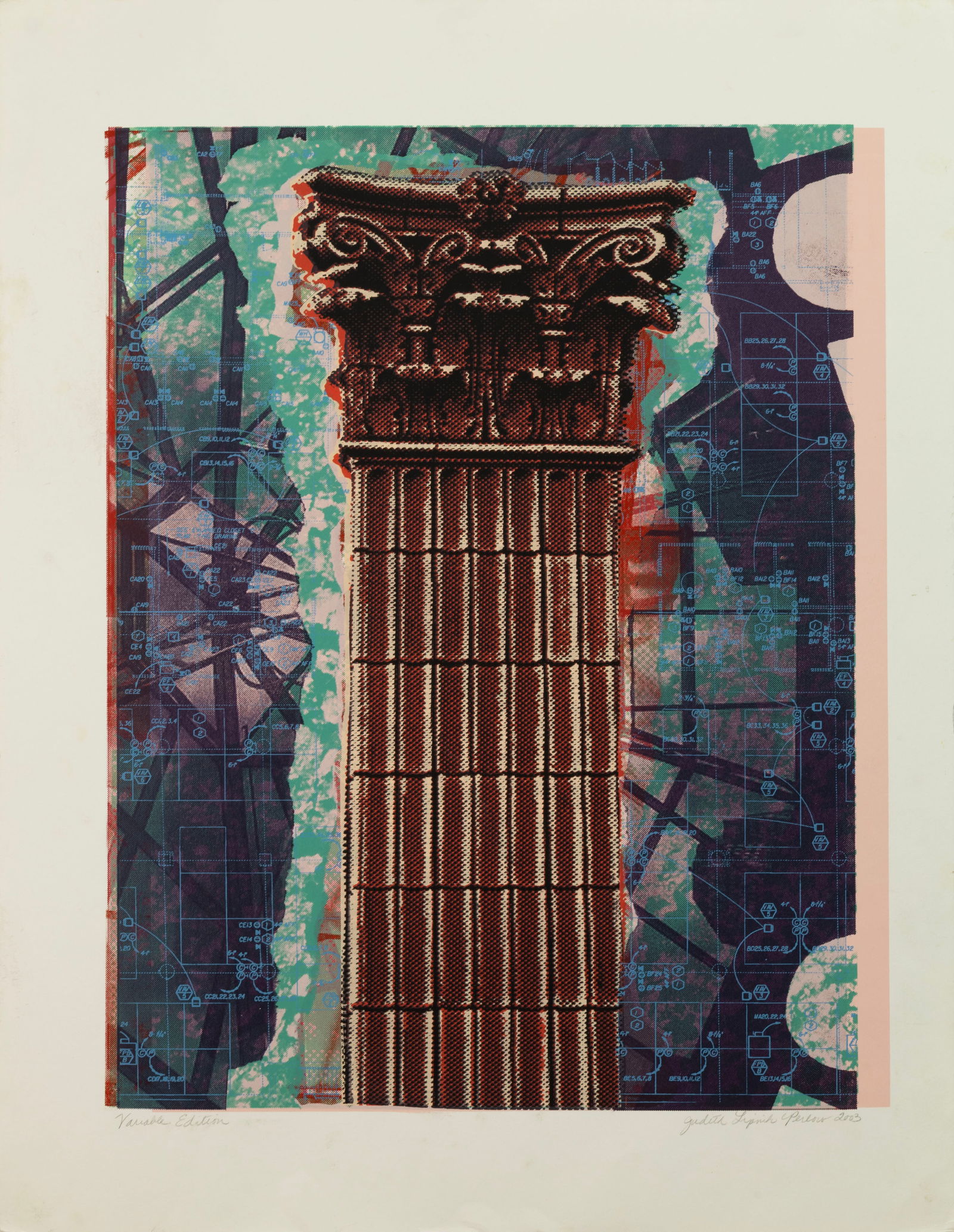 Judith Lipnik Perlow Column Series I 2003 Signed Serigraph in Colors on Paper Unframed (1 of 3)
