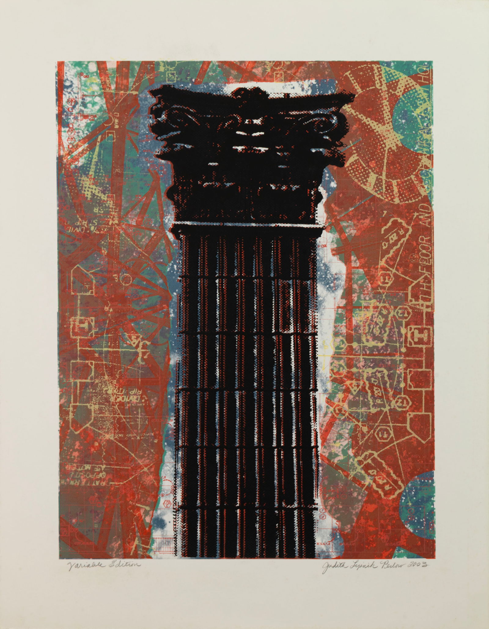 Judith Lipnik Perlow Column Series IV 2003 Signed Serigraph in Colors on Paper Unframed (1 of 3)