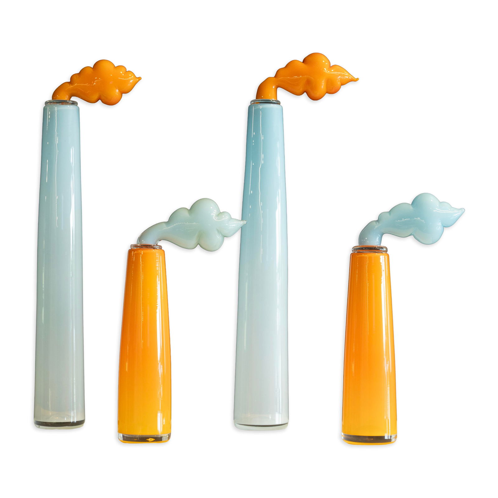 Andy Koupal, Industrial Impression in Tangerine and Sky, 2021, Blown Glass (1 of 5)