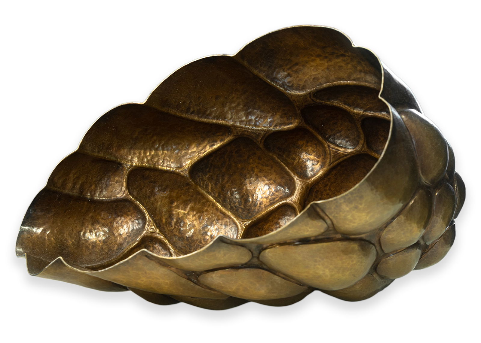 Bryan Rees, Bubbly Bronze, 2021, Hammered Bronze Sculpture: A contemporary sculpture titled “Bubbly Bronze (2021)” by Bryan Rees. Hand-hammered in bronze, the piece features a dynamic cluster of rounded, bubble-like segments that interlock to creat