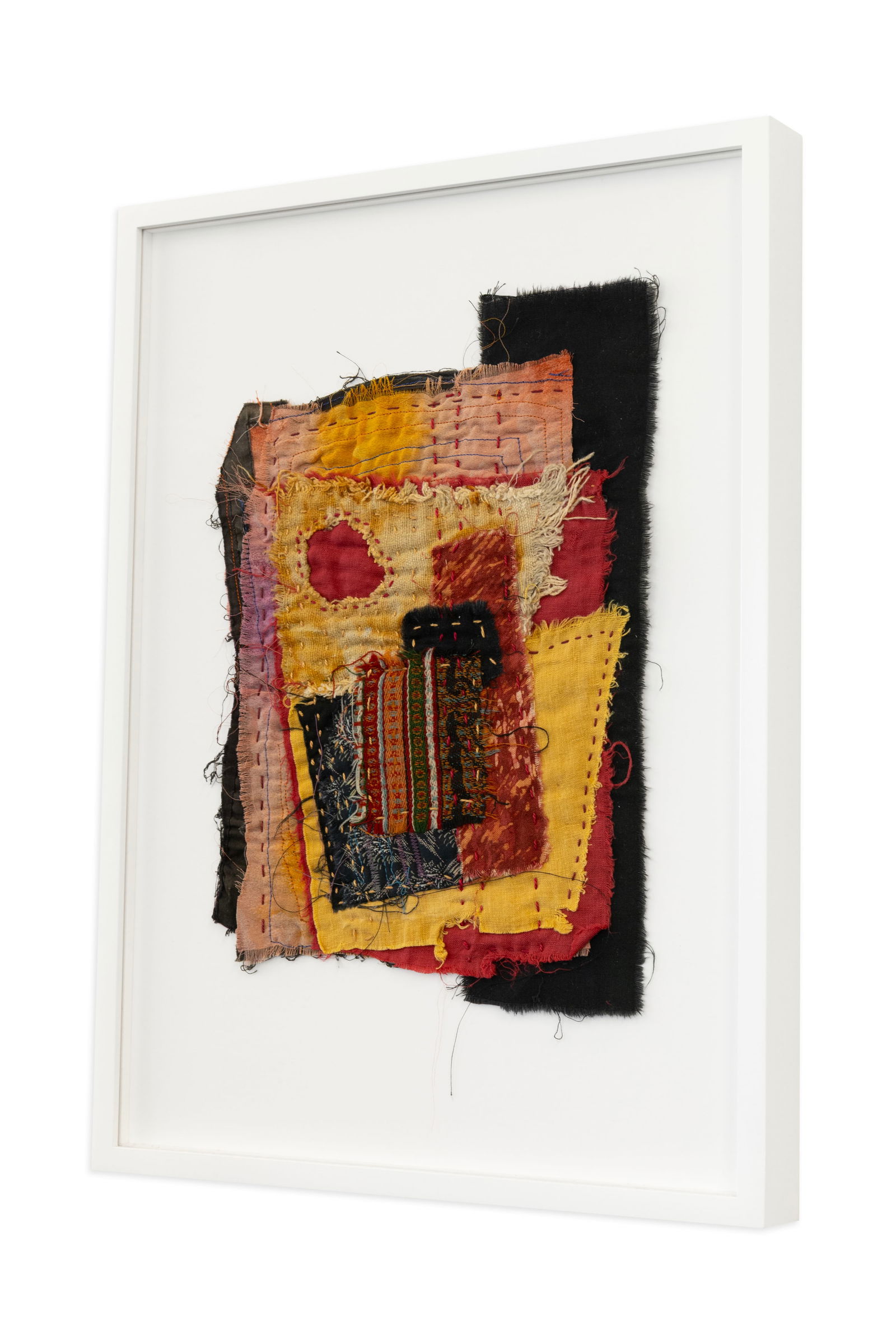 Carole Harris, Boro Etude, 2018, Linen, Nylon, Wool, Bleach, Muslin, Embroidery Floss, and Cotton (1 of 3)