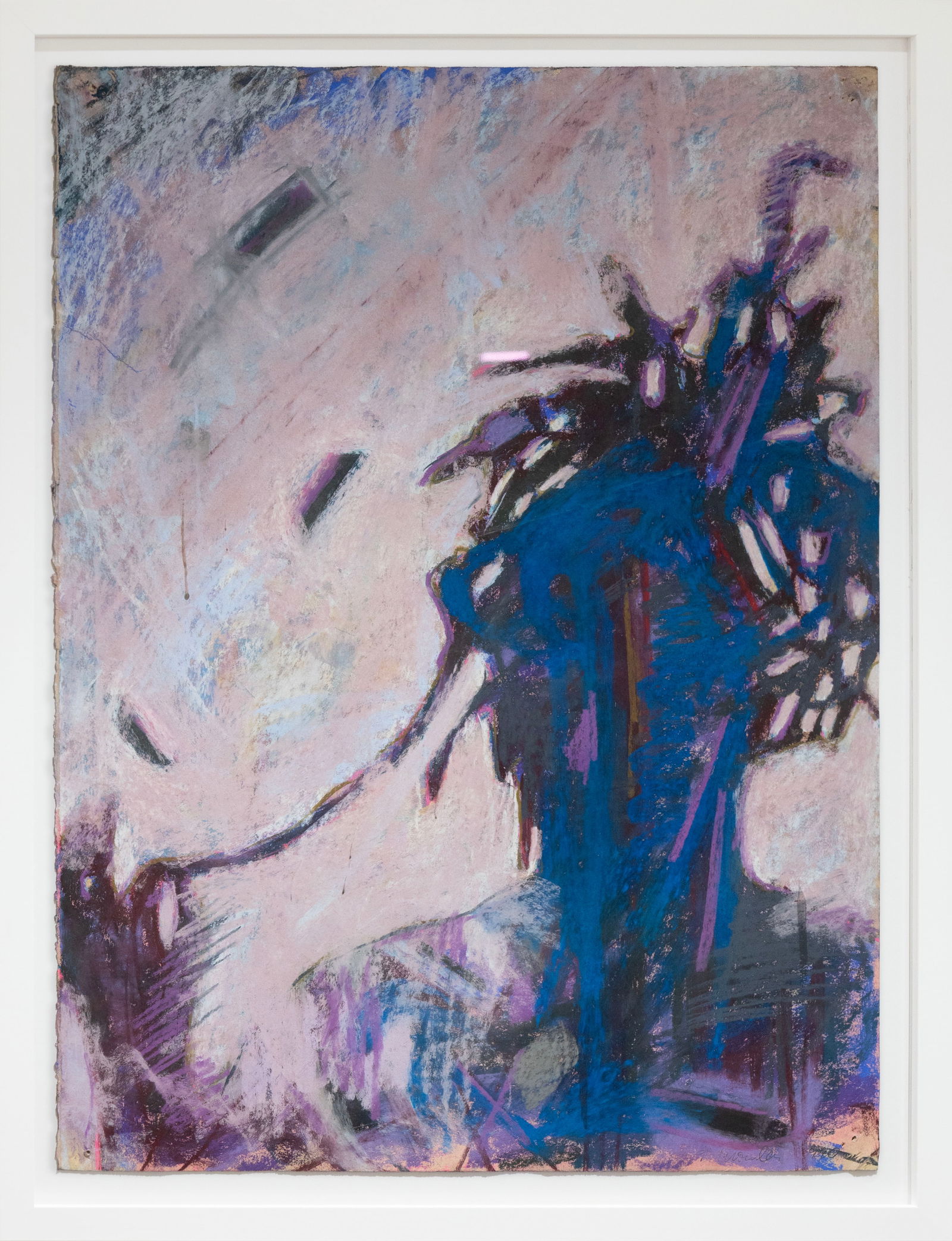Gilda Snowden, Untitled (Self Portrait), 1990, Signed Pastel on Paper: An expressive pastel drawing by Gilda Snowden presents a powerful, introspective self-portrait rendered with vigorous, gestural mark-making. Hand signed and dated 1990 on the lower right. Loose, energ