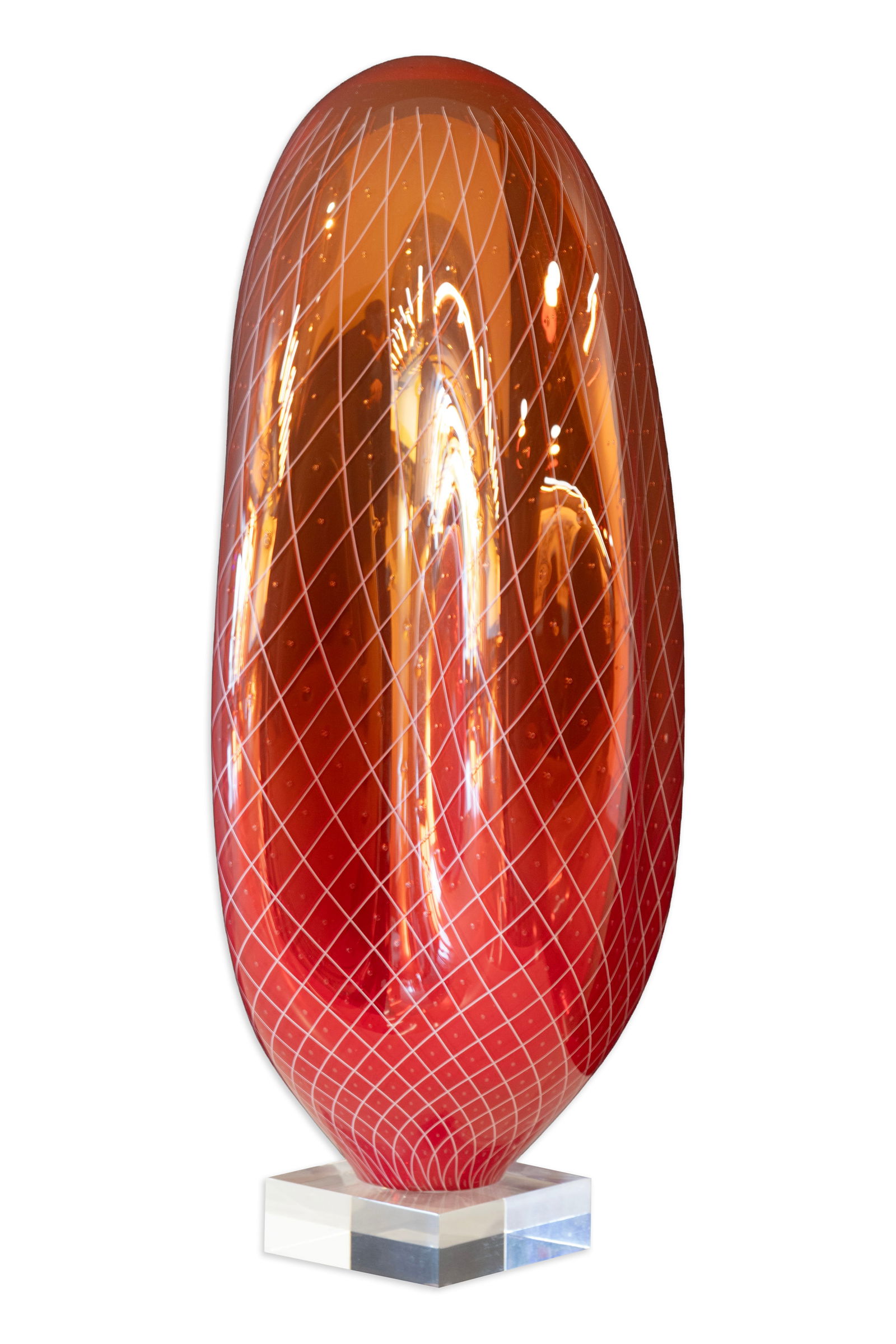 Simon Waranch, Red Blue Reticello, 2021, Blown and Mirrored Glass (1 of 3)