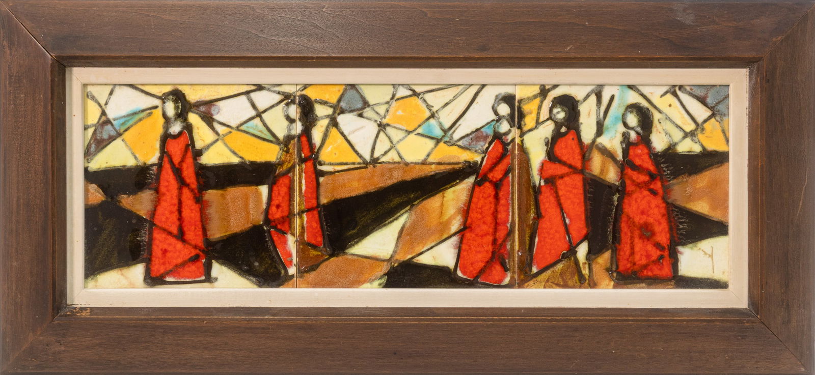 Harris G. Strong Untitled (5 Figures) Hand-Fired Hand-Painted Ceramic Tiles Mid-Century Modern (1 of 7)