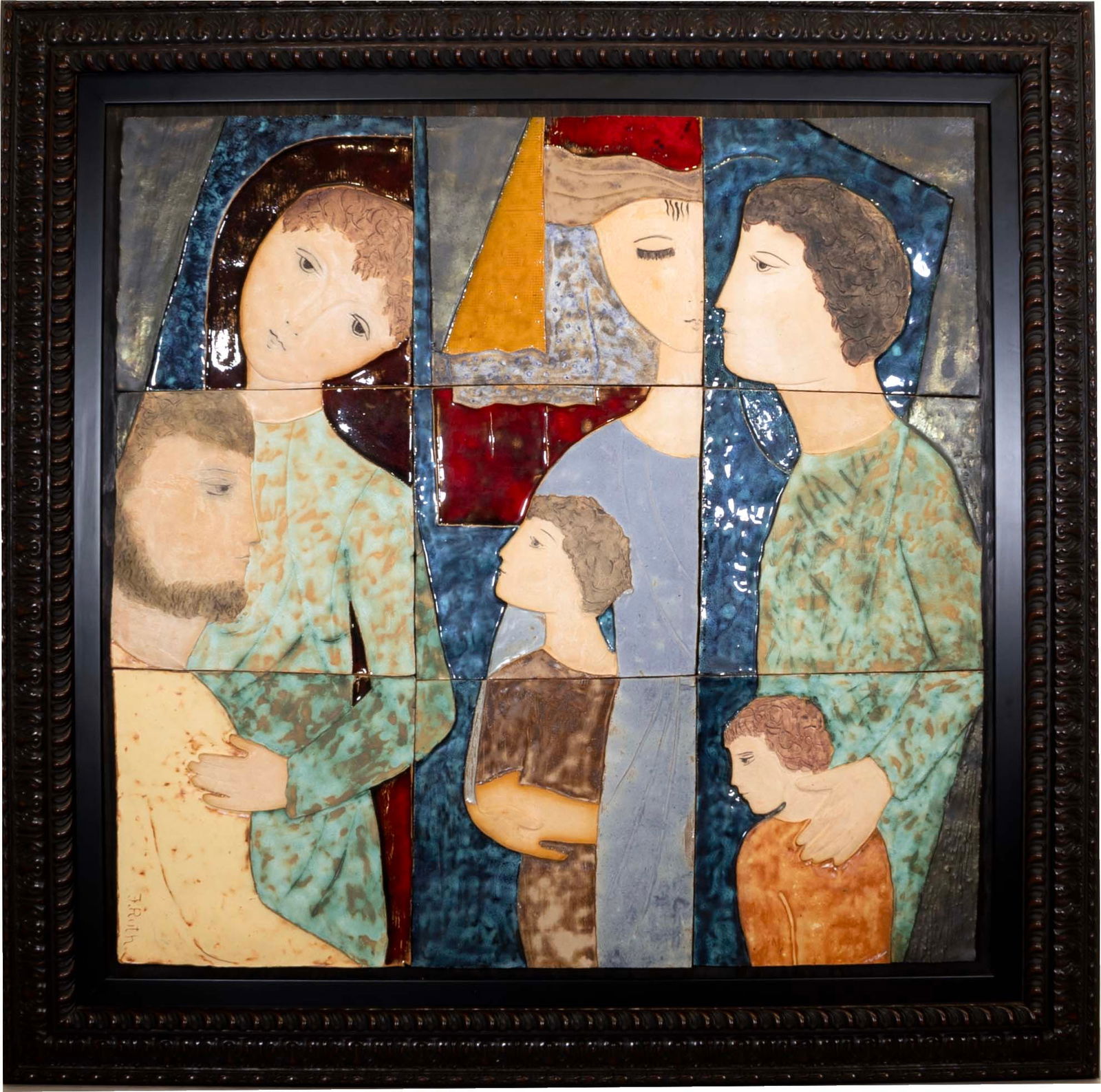 Ruth Faktor Faktorowicz Large Modernist Israeli Figurative Ceramic Tile Wall Art (1 of 7)