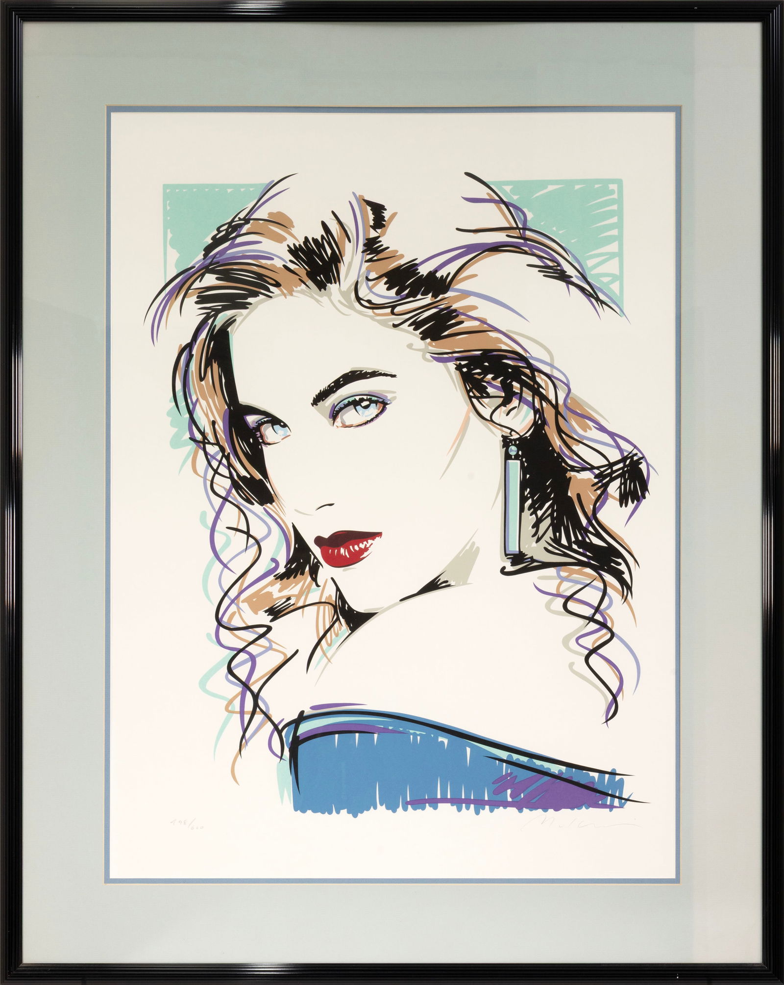 Dennis Mukai Suzanne 1994 Signed Serigraph in Colors on Paper 498/600 Framed: A color serigraph on paper titled “Suzanne” by Dennis Mukai. Published in 1994 in conjunction with “The Art of Dennis Mukai” book publication. Hand signed in pencil on the lowe