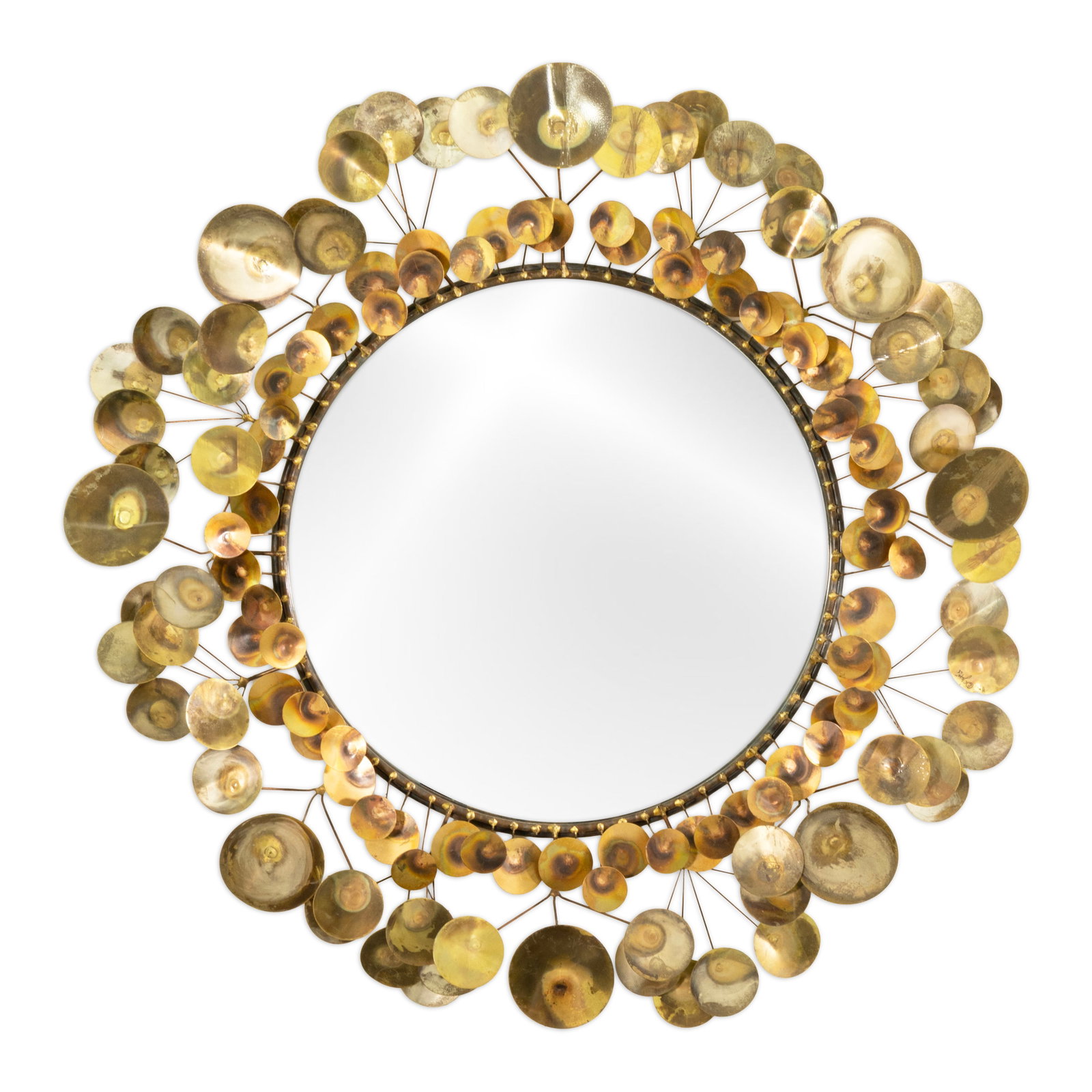 Curtis Jere - Raindrops 1968 Signed Wall Mirror Sculpture Brass & Copper Brutalist Modern Design (1 of 7)