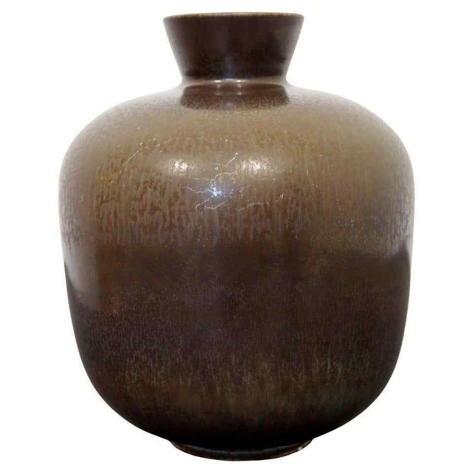 Berndt Friberg - Ceramic Vase Signed Gray Hare Glaze c. 1960s Mid Century Modern Object (1 of 6)