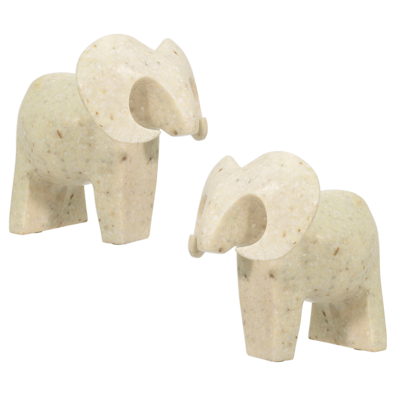 Masatoyo Kishi Kuki - Pair Of 1970s Post Modern White Marble Rams: This striking pair of 1970s post modern ram sculptures by Masatoyo Kishi Kuki showcases a bold yet refined sculptural presence. Expertly carved from white marble, each figure features a smooth, polish