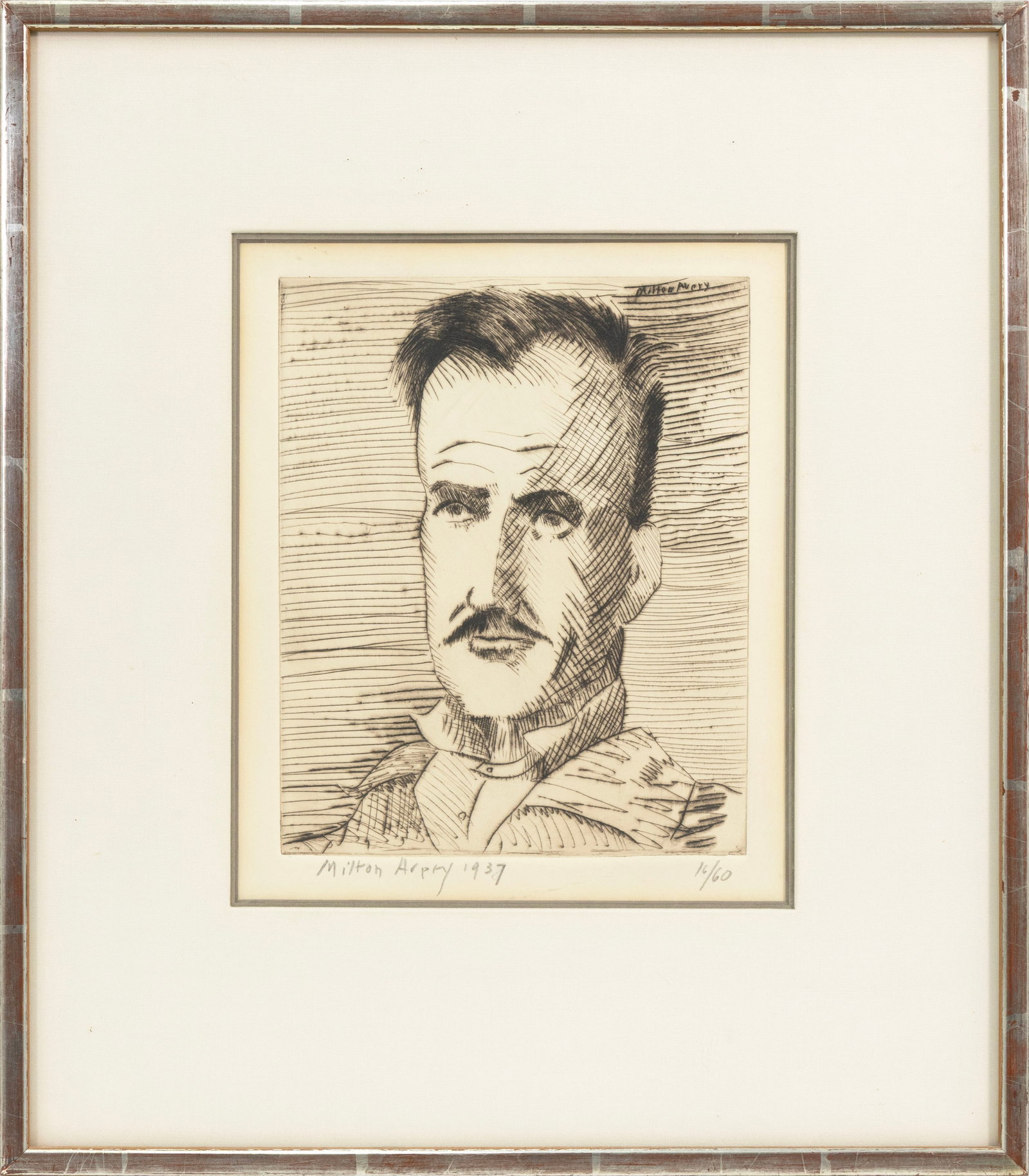 Milton Avery - Self Portrait 1937 Signed Drypoint Etching on Paper 16/60 Framed American Modernism (1 of 8)