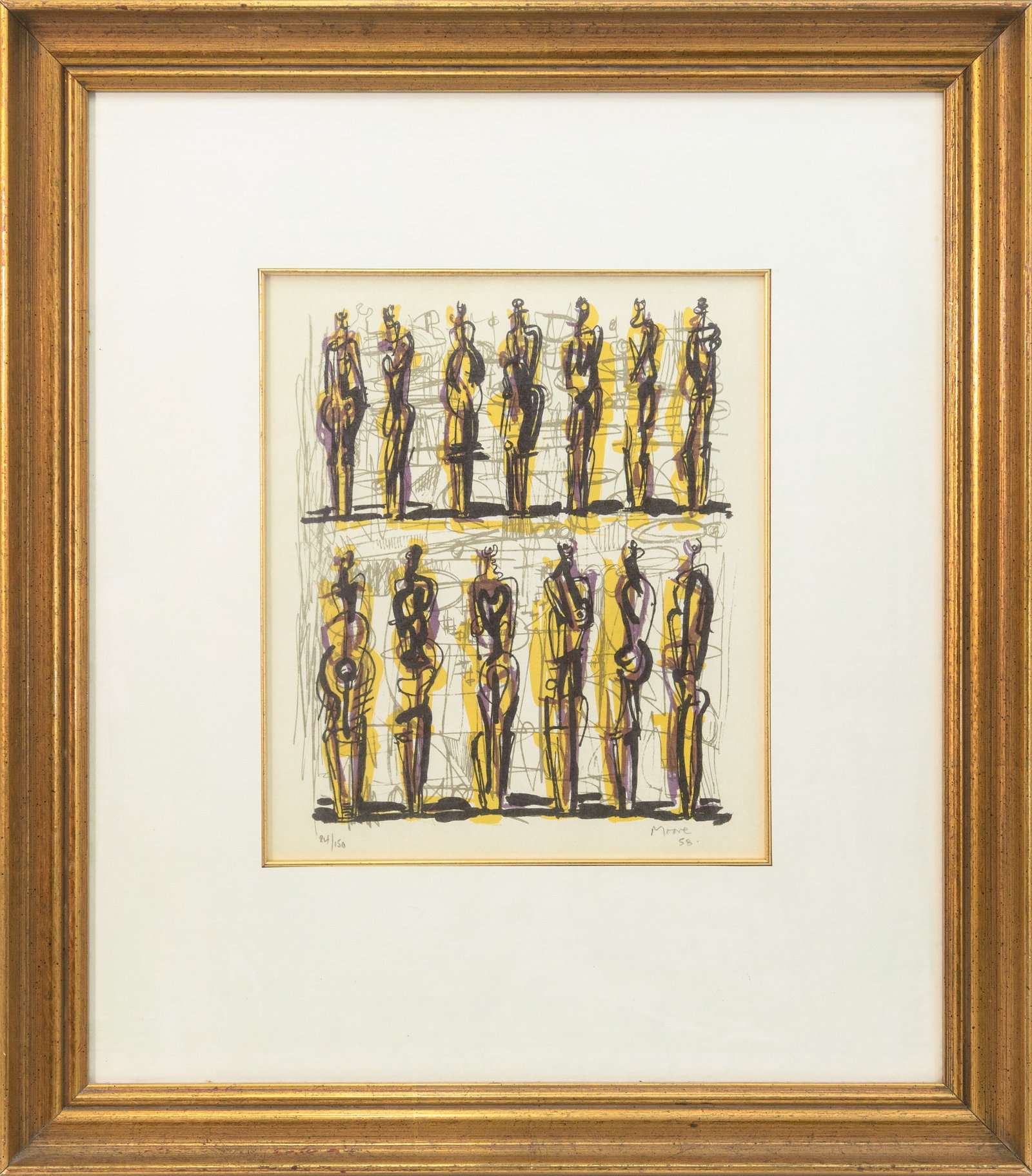 Henry Moore - Thirteen Standing Figures 1958 Signed Color Lithograph on Paper 84/150 Framed (1 of 7)