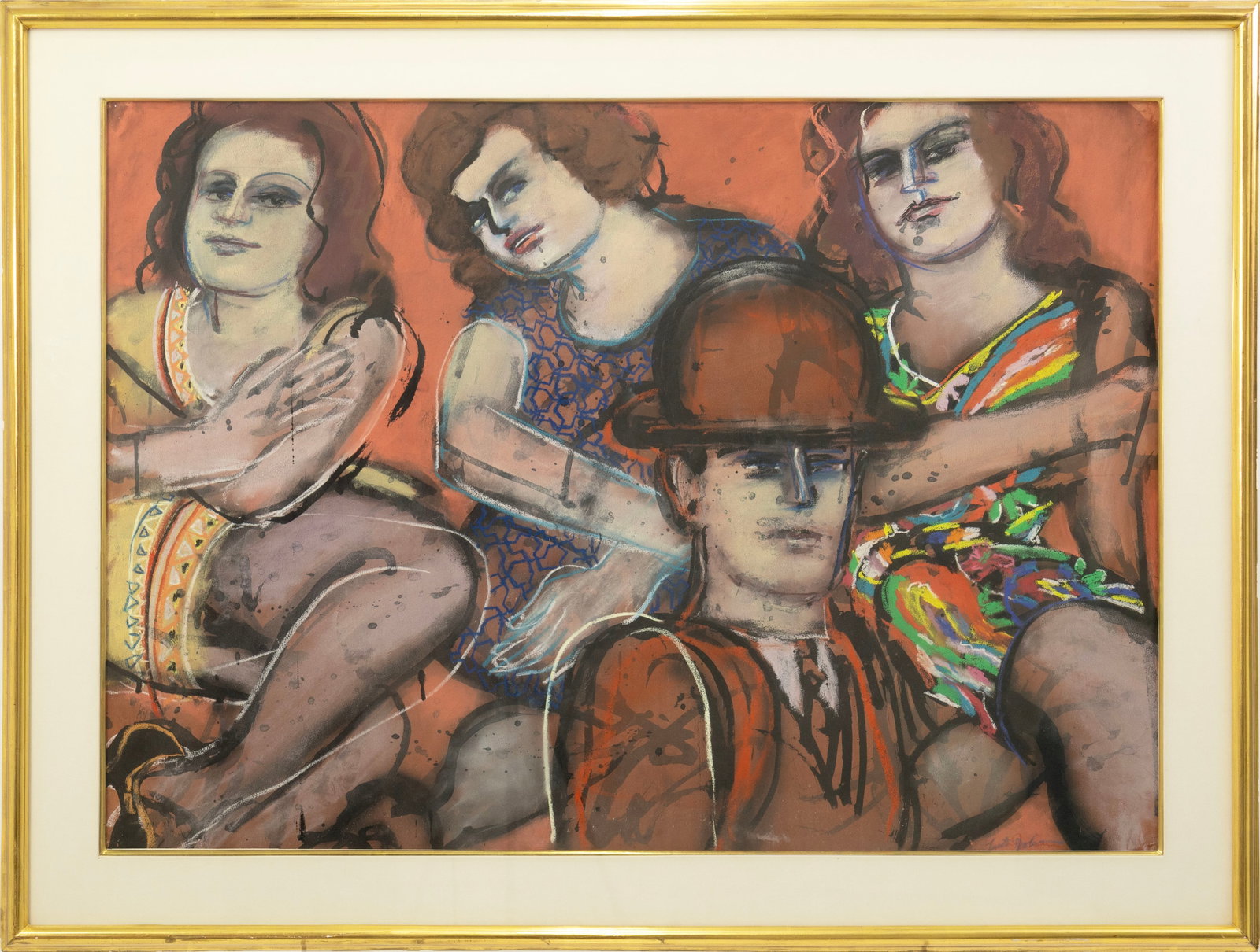 Lester Johnson - Untitled (February 26, 1974) Signed Mixed Media on Paper American Figurative Art (1 of 10)
