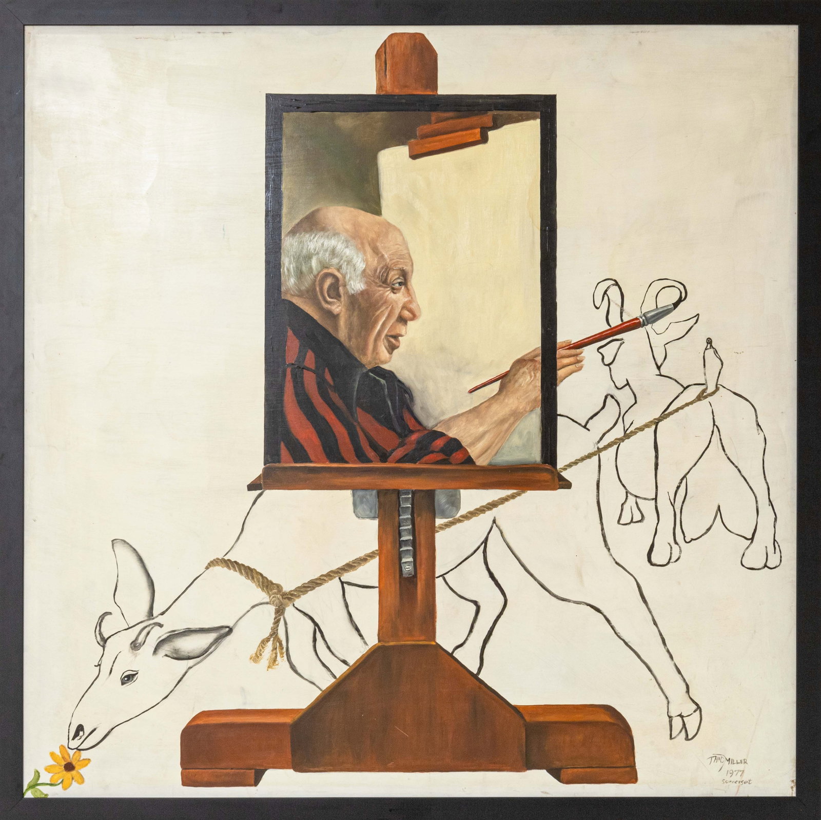 Thad Miller - Picasso in the Easel Signed Oil Painting Somerset Series 1977 Framed (1 of 8)