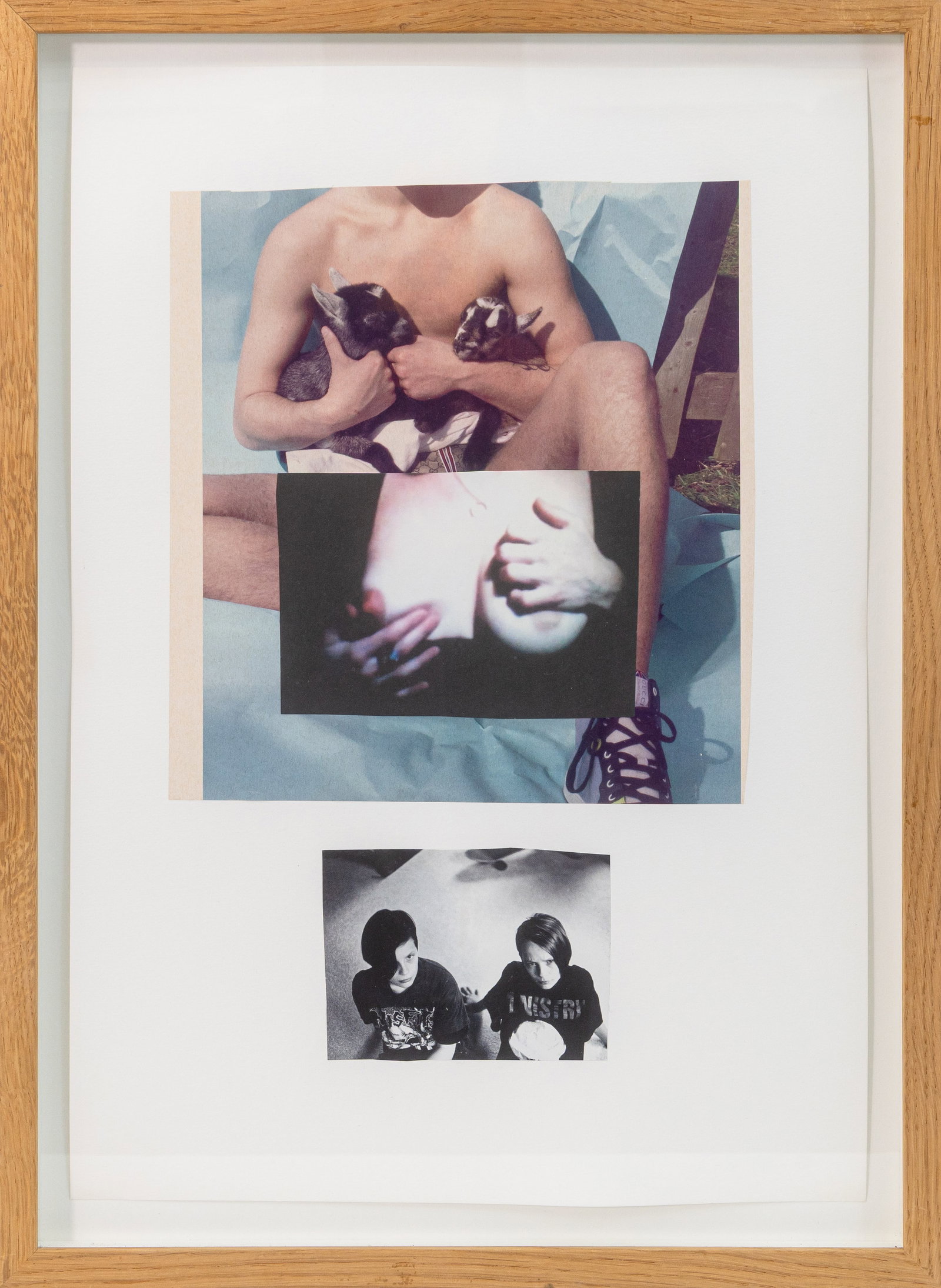 Sidse Carstens - Untitled (Twins) 2013, Signed Mixed-Media Photo Collage Copenhagen Denmark: A contemporary mixed-media photo collage by Danish artist Sidse Carstens. Signed on verso and dated 2013. The artwork layers fragmented photographic imagery into a psychologically charged composition.