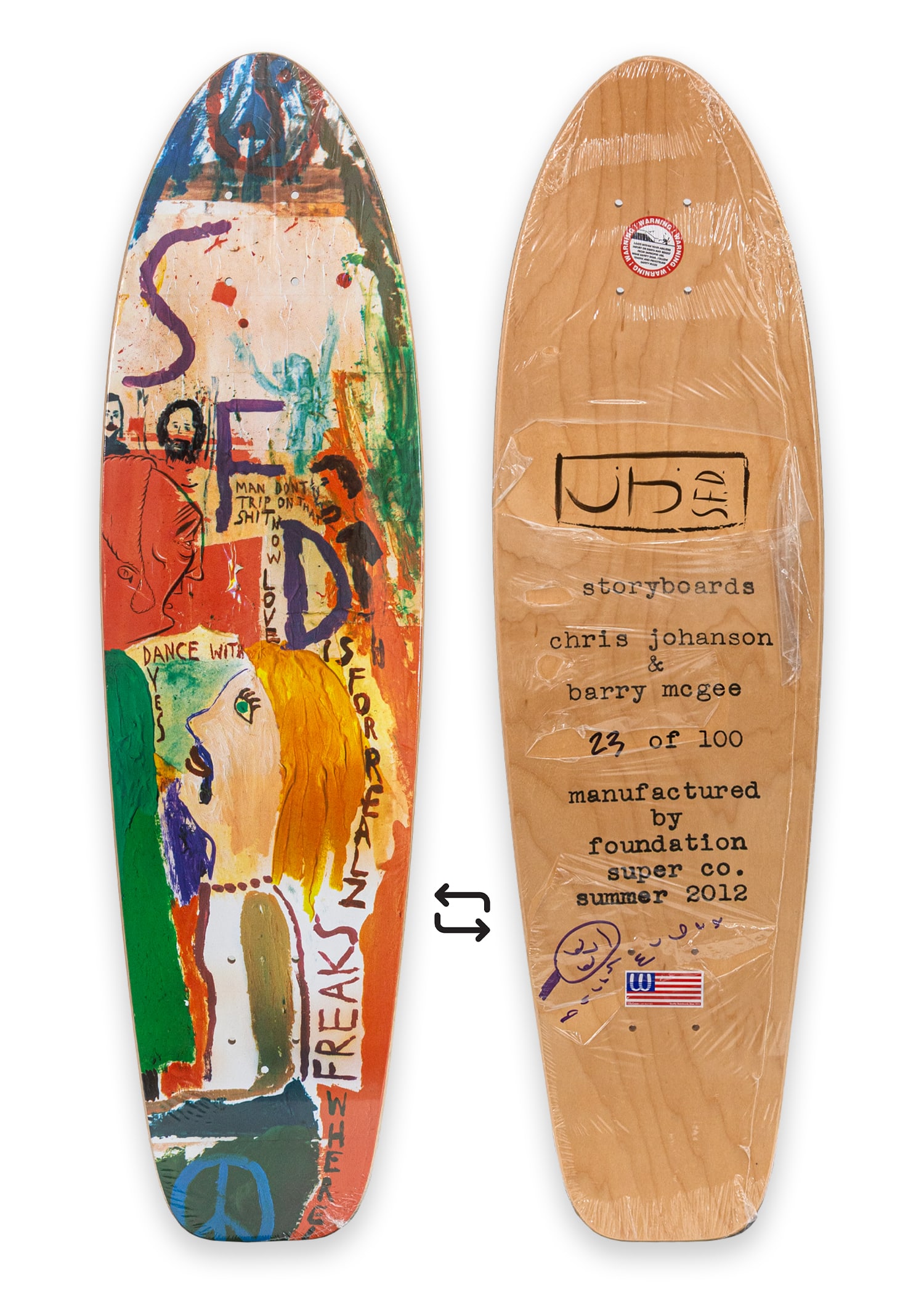 Barry McGee & Chris Johanson - Storyboards 2012 Signed with Original Drawing Skateboard Deck 23/100 (1 of 9)