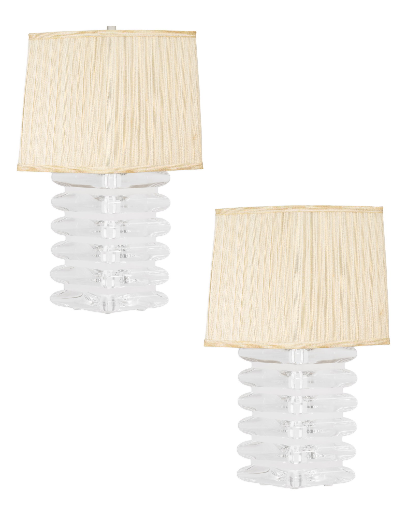 Bauer - Pair of Large Vintage Clearlite Lucite Lamps Postmodern Lighting (1 of 8)