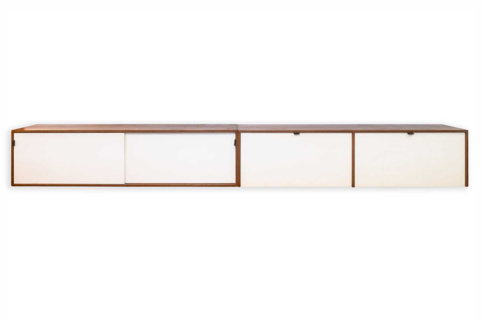 Florence Knoll - Pair of Vintage 1960s Floating Credenzas Walnut & White Laminate (1 of 15)