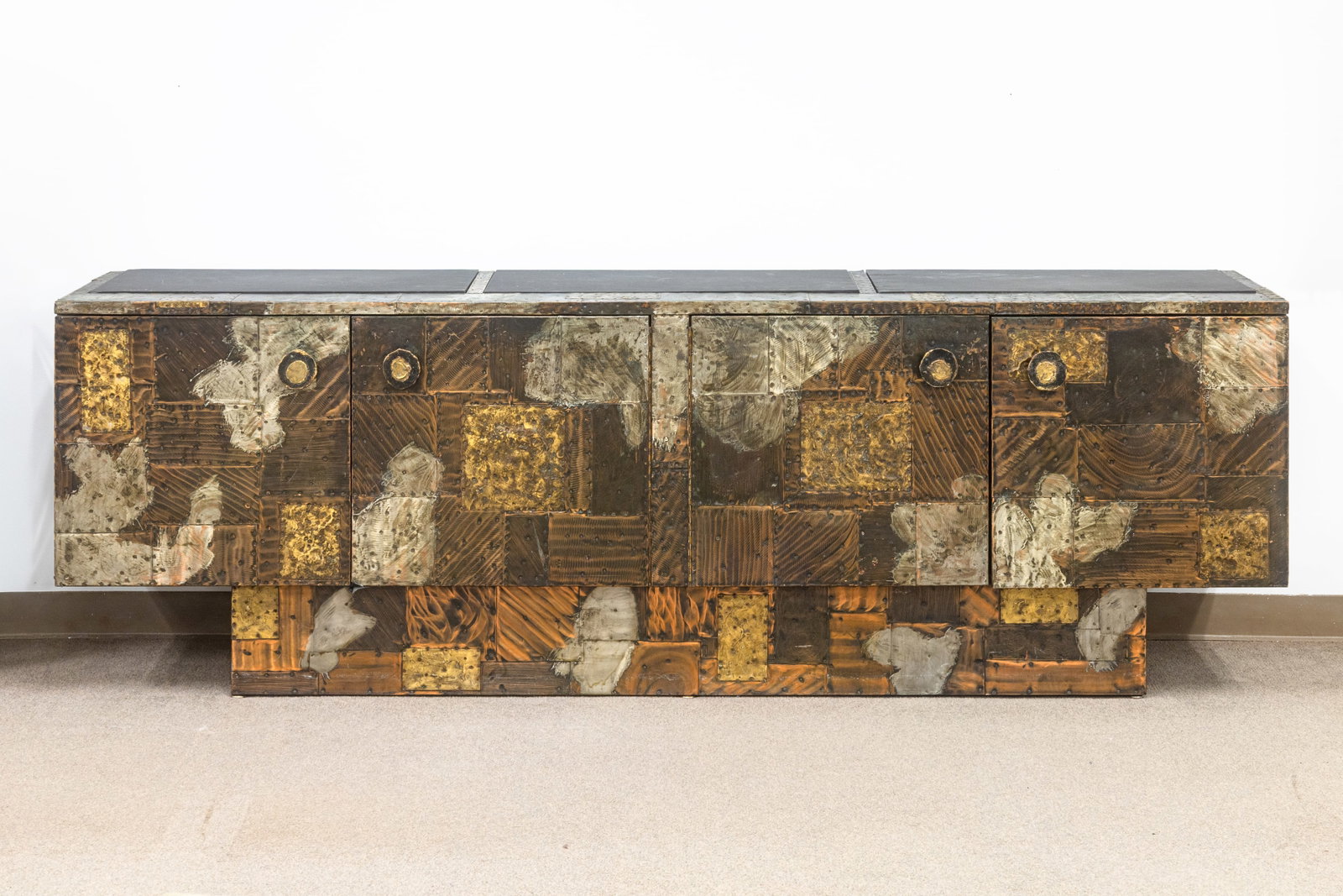 Paul Evans - Patchwork Credenza c. 1960s Metal Wood & Slate Custom Made Detroit - 4