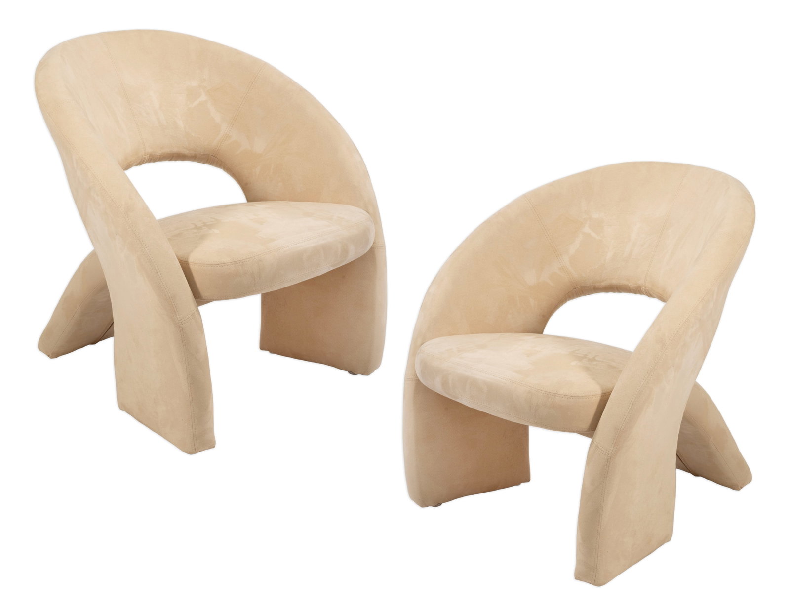 Pair Of Post Modern Cream Upholstered Accent Chairs In The Style Of Jaymar (1 of 9)